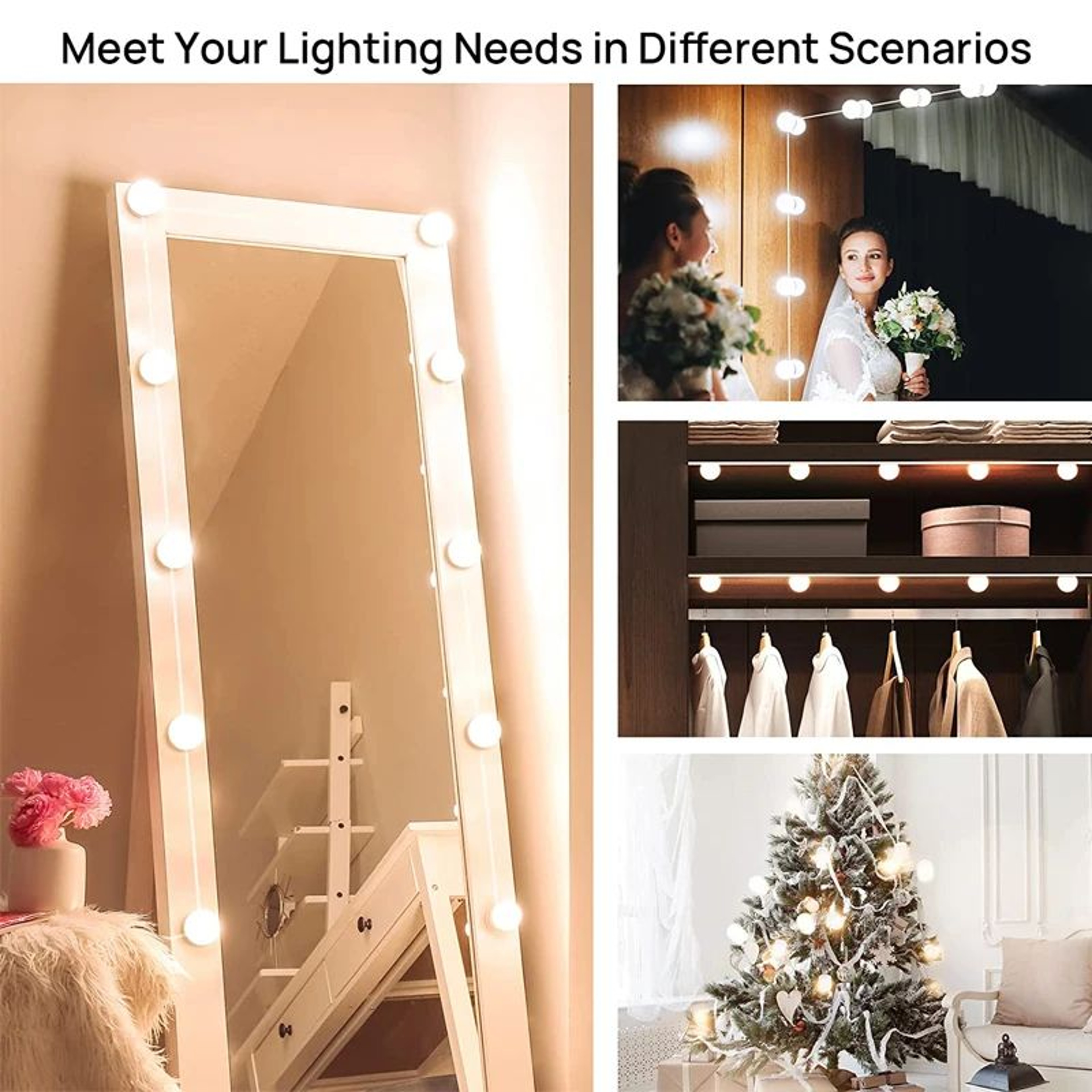 LED Vanity Mirror Lights  Hollywood Style USB Stick On Bulbs With 3 Colors  9 Brightness Levels For 5