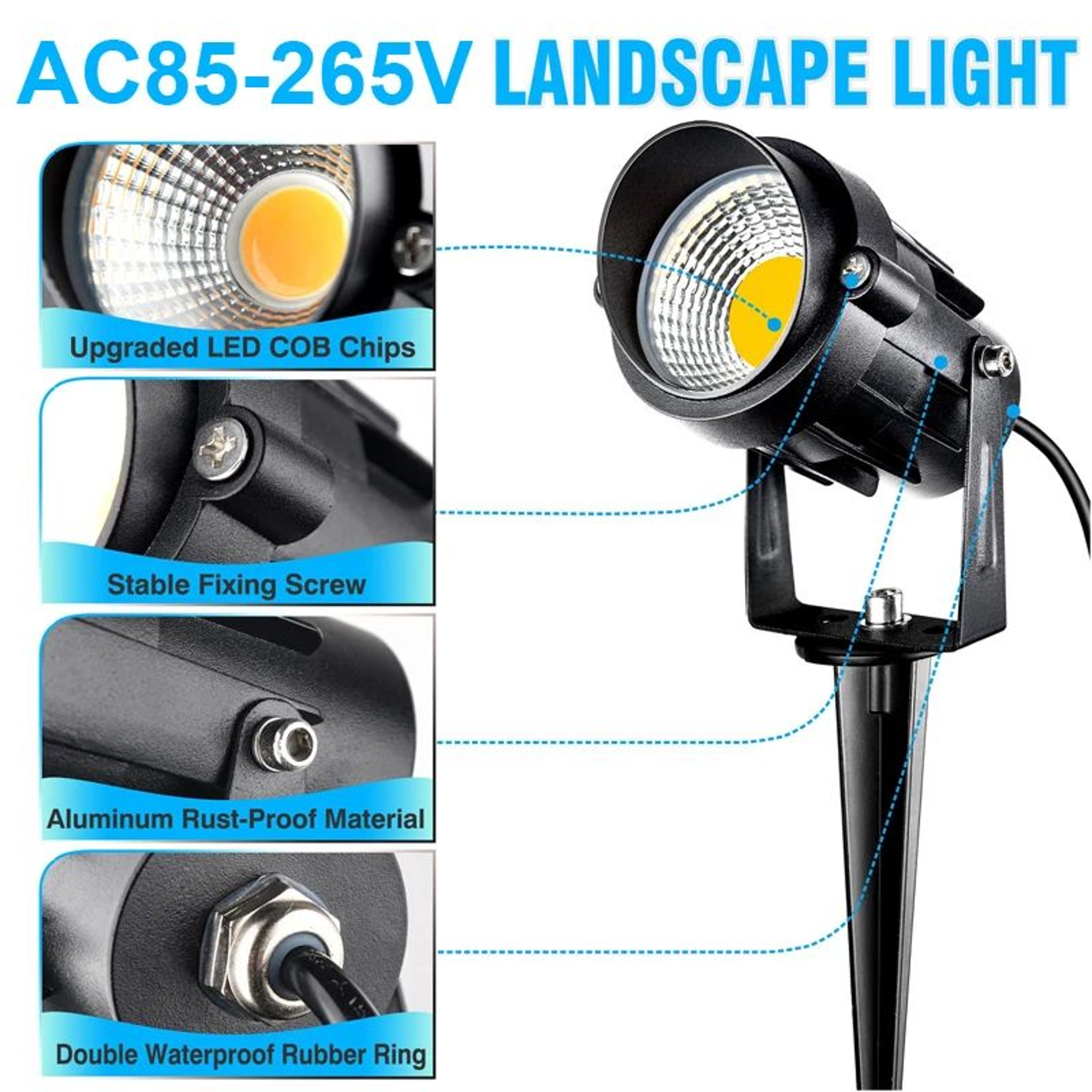 LED Landscape Light  Warm White IP65 Waterproof Outdoor Spotlight With Spike For Yard Garden Lawn A