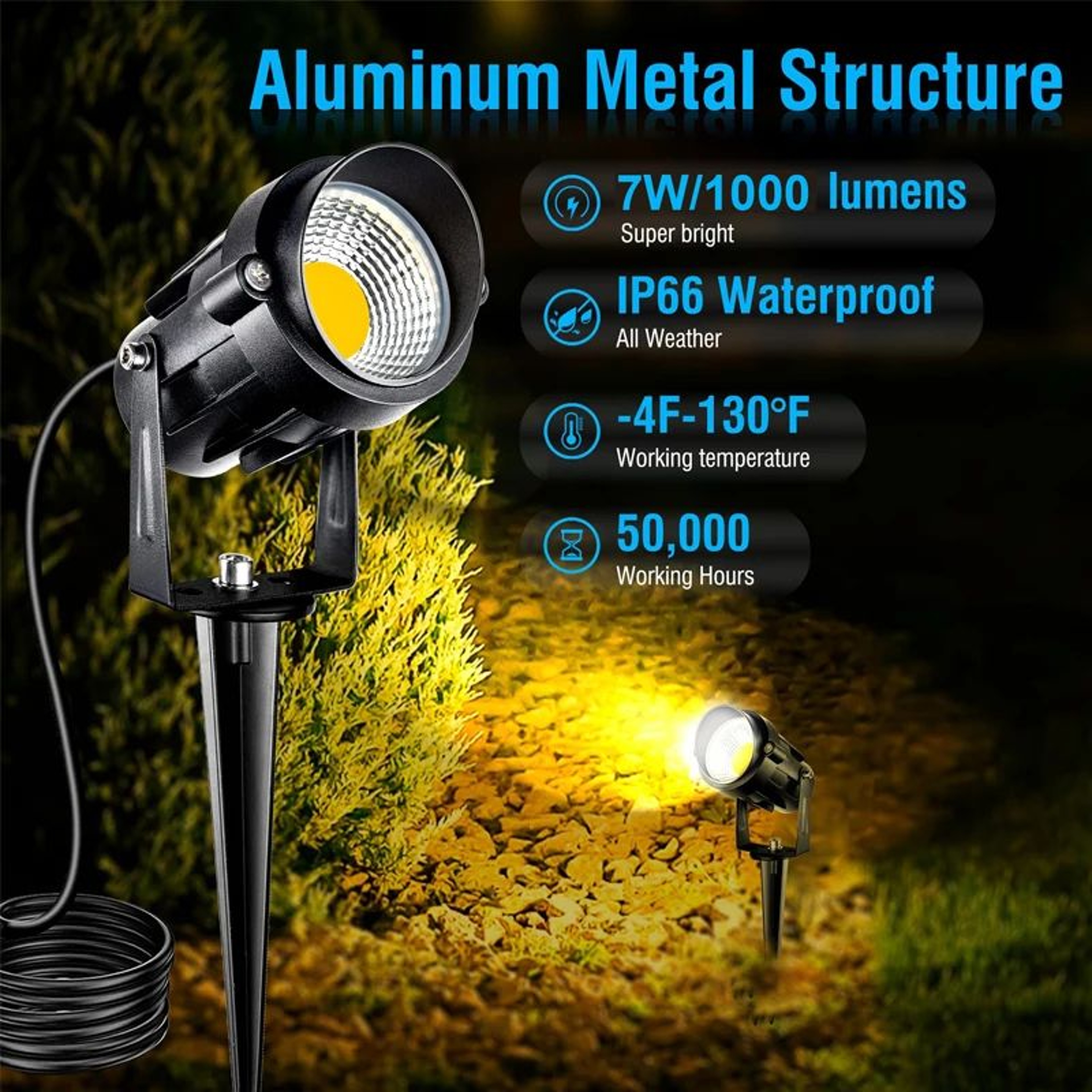 LED Landscape Light  Warm White IP65 Waterproof Outdoor Spotlight With Spike For Yard Garden Lawn A
