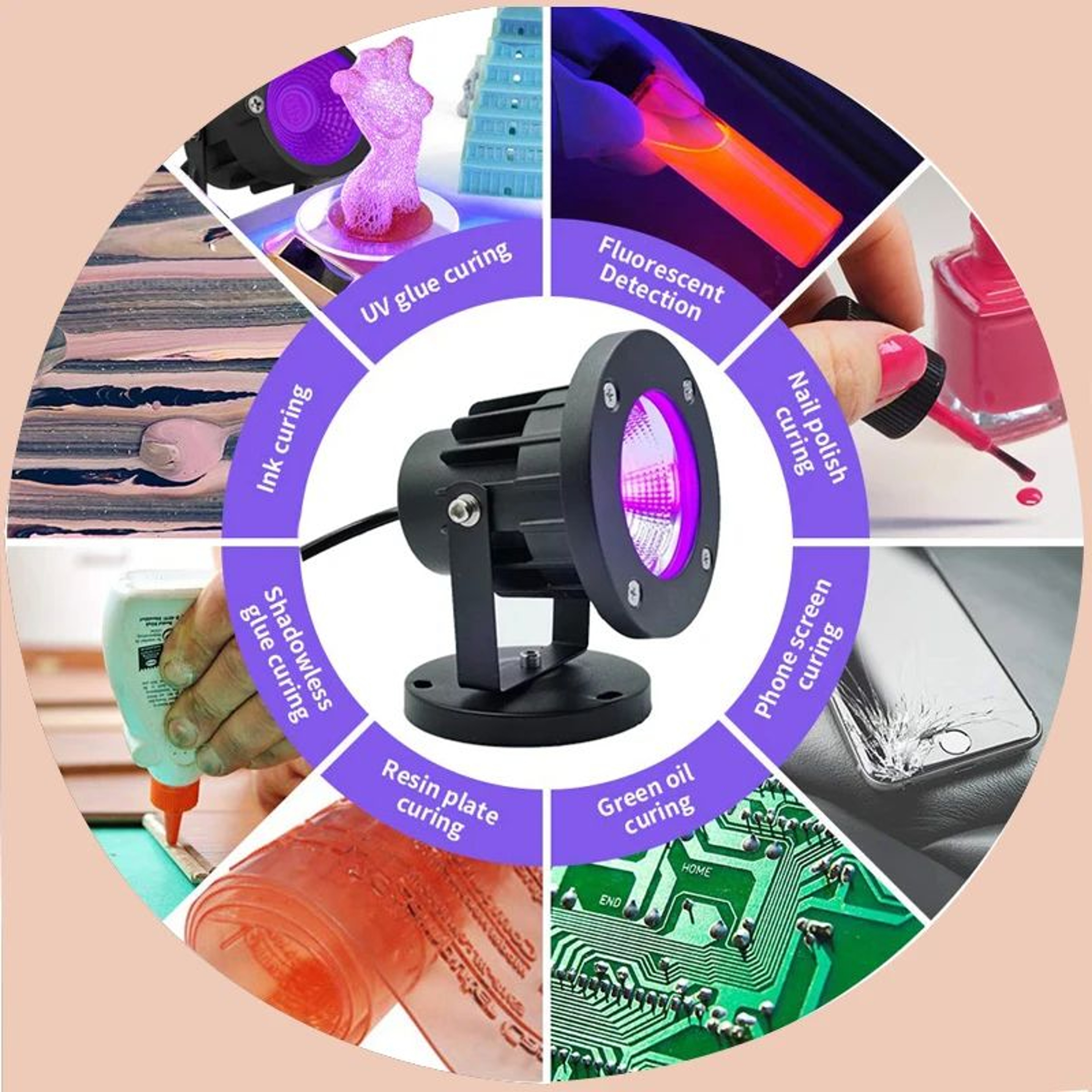 405nm UV LED Curing Lamp  10 W Or 30W Portable Resin Post Cure Light For SLA DLP 3D Prints With Swi 3