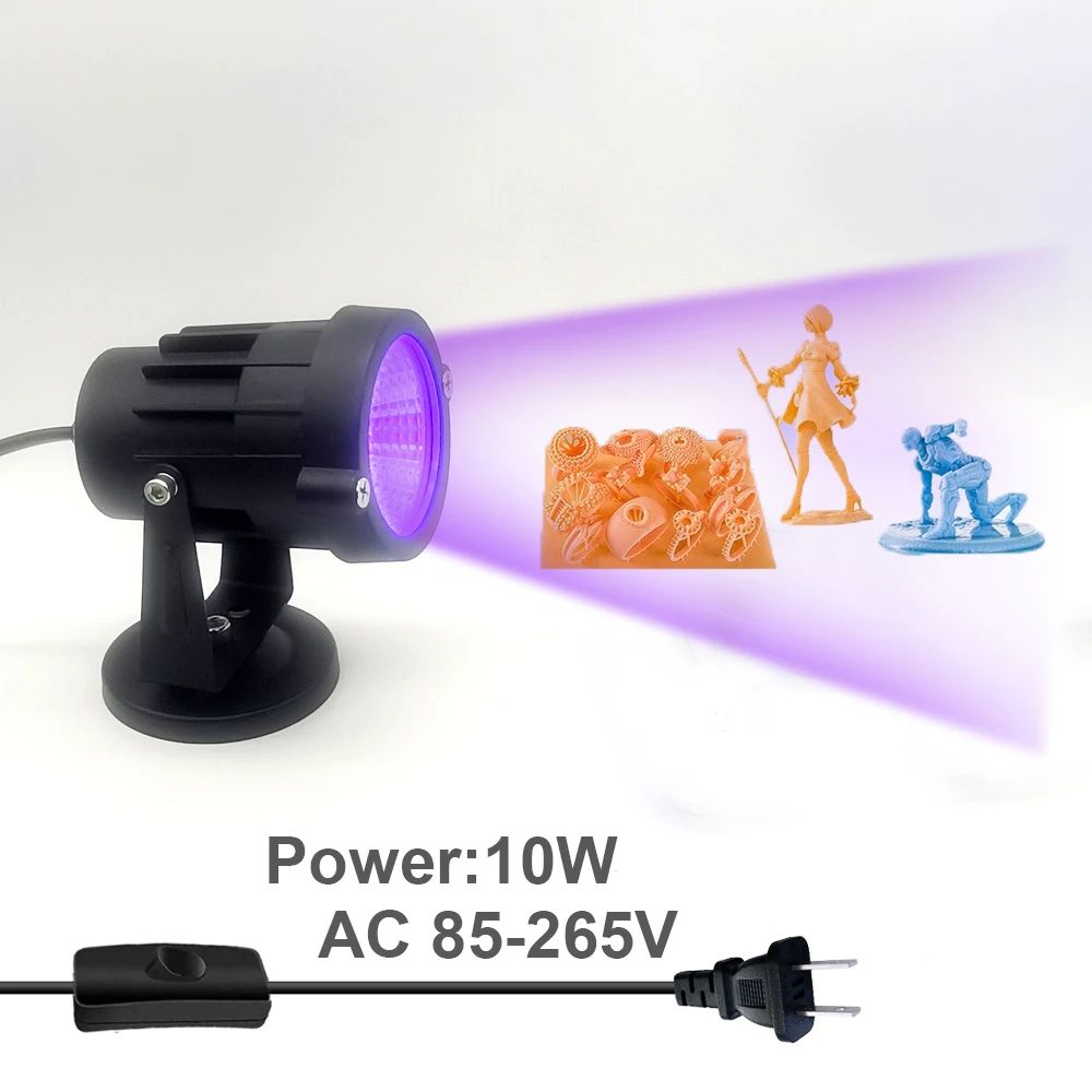 405nm UV LED Curing Lamp  10 W Or 30W Portable Resin Post Cure Light For SLA DLP 3D Prints With Swi 7