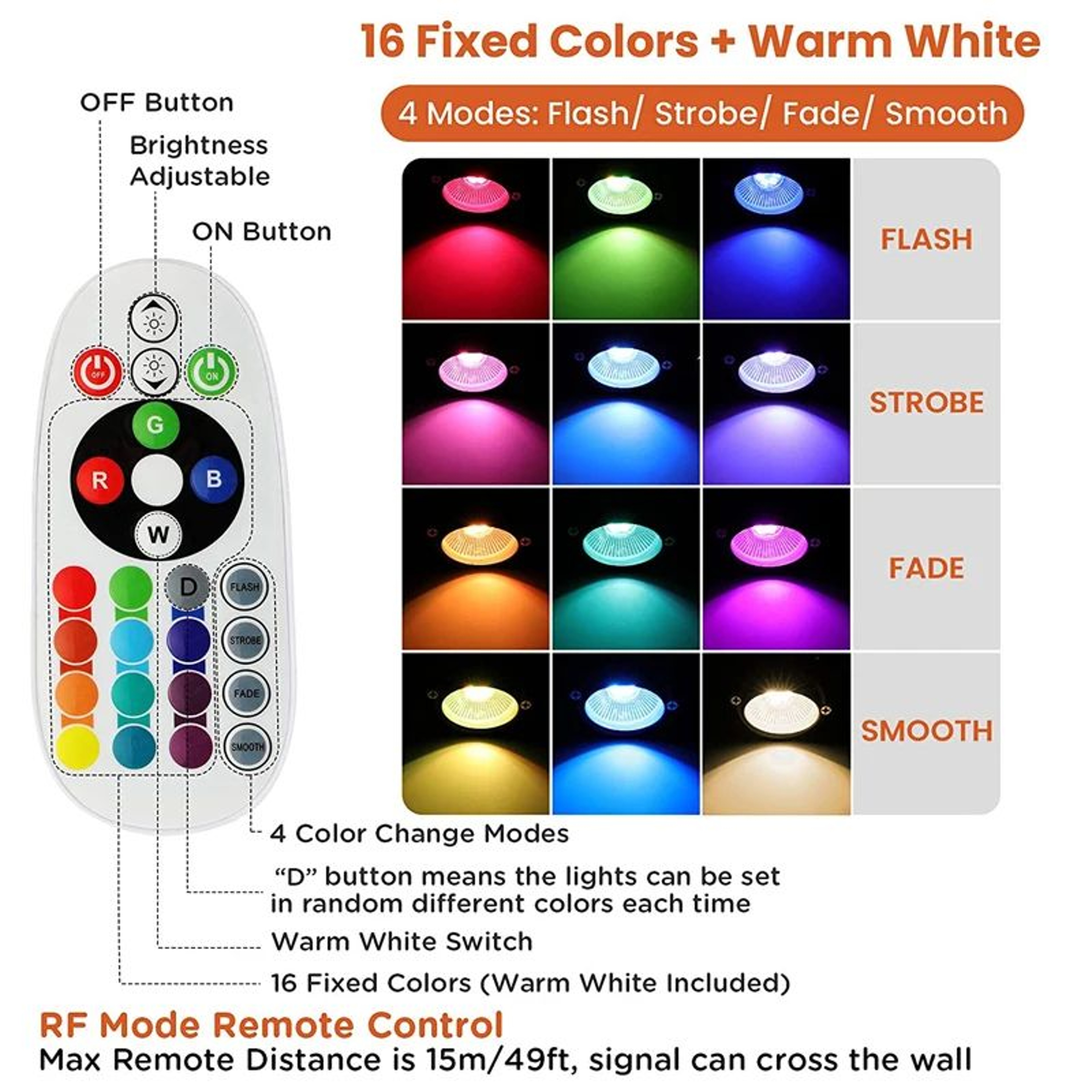 RGBW InGround Lights  10 Pack 6W Waterproof Landscape Lamps With RF Remote For Garden Deck Steps An 2