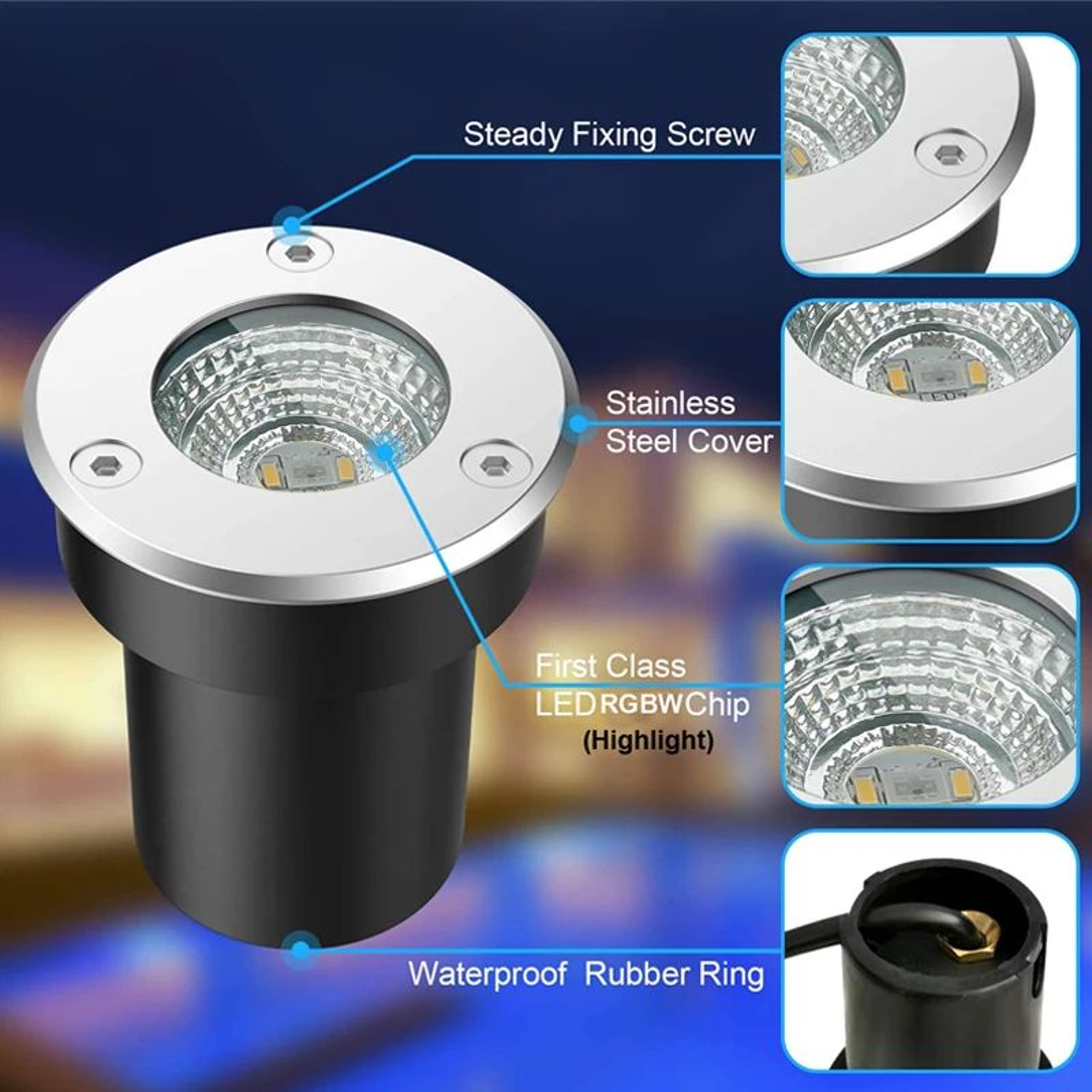 RGBW InGround Lights  10 Pack 6W Waterproof Landscape Lamps With RF Remote For Garden Deck Steps An 6