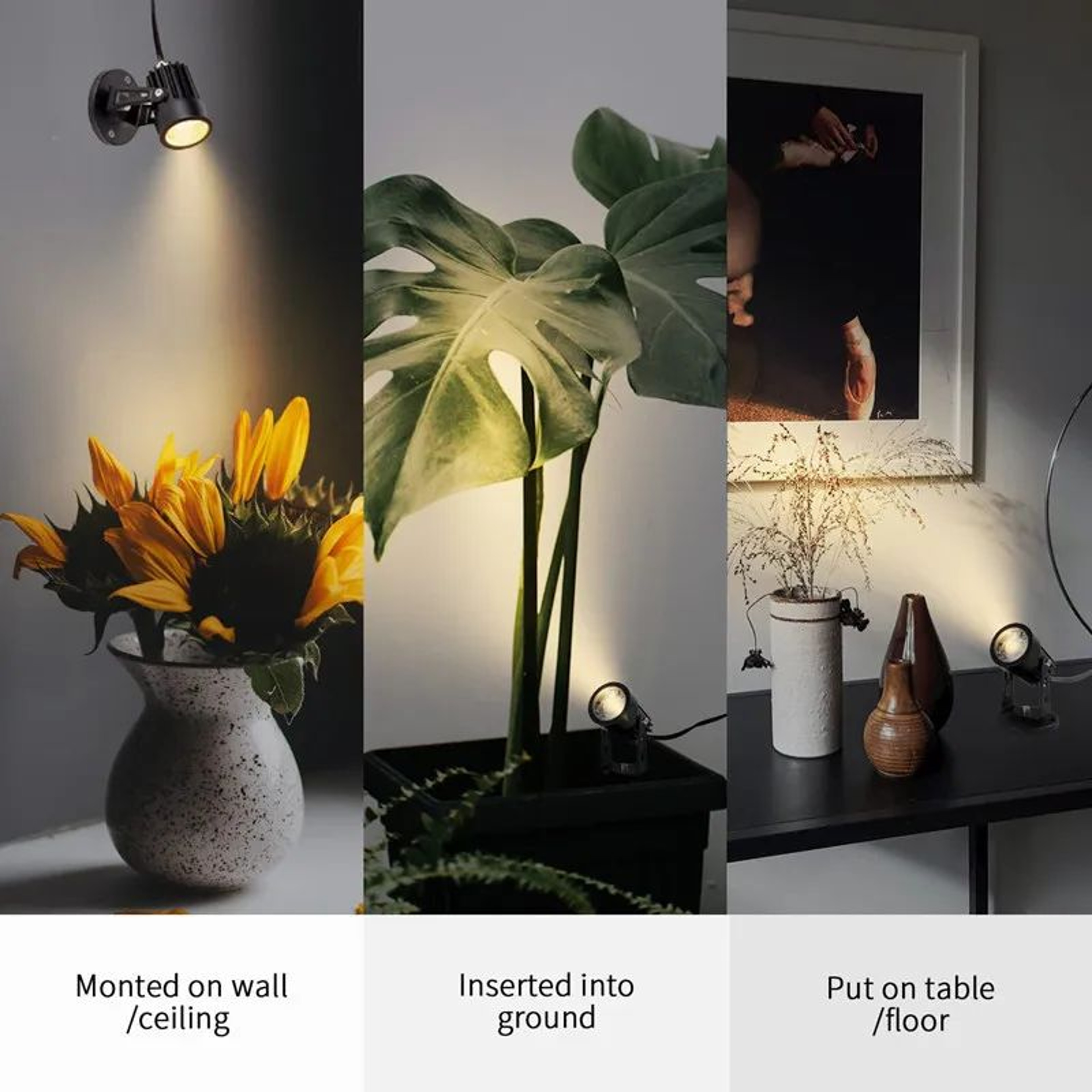 Indoor LED Accent Spotlight  Dimmable Uplight With Timer 3 Color Modes And 270 Degree Head For Plan 2