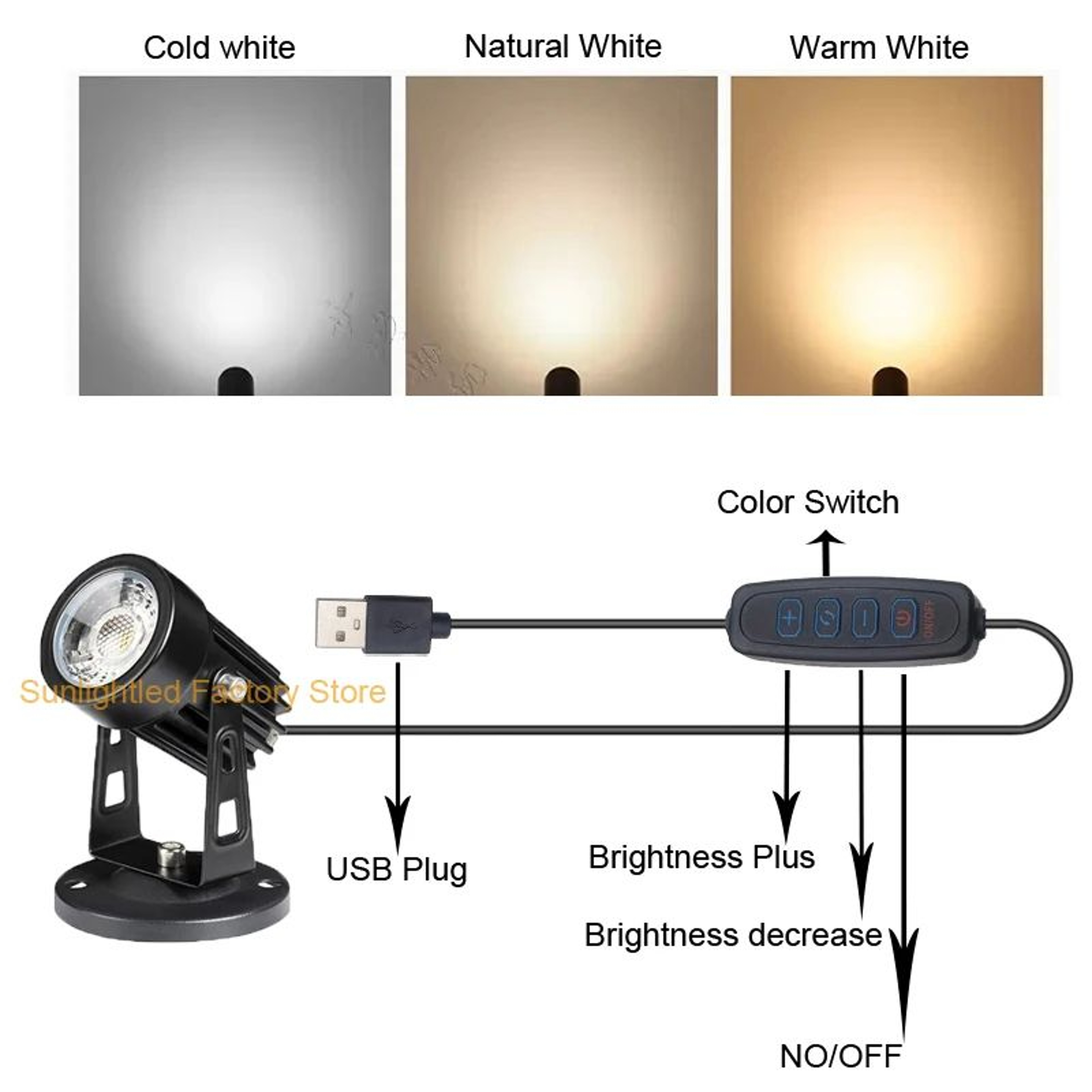 Indoor LED Accent Spotlight  Dimmable Uplight With Timer 3 Color Modes And 270 Degree Head For Plan 3