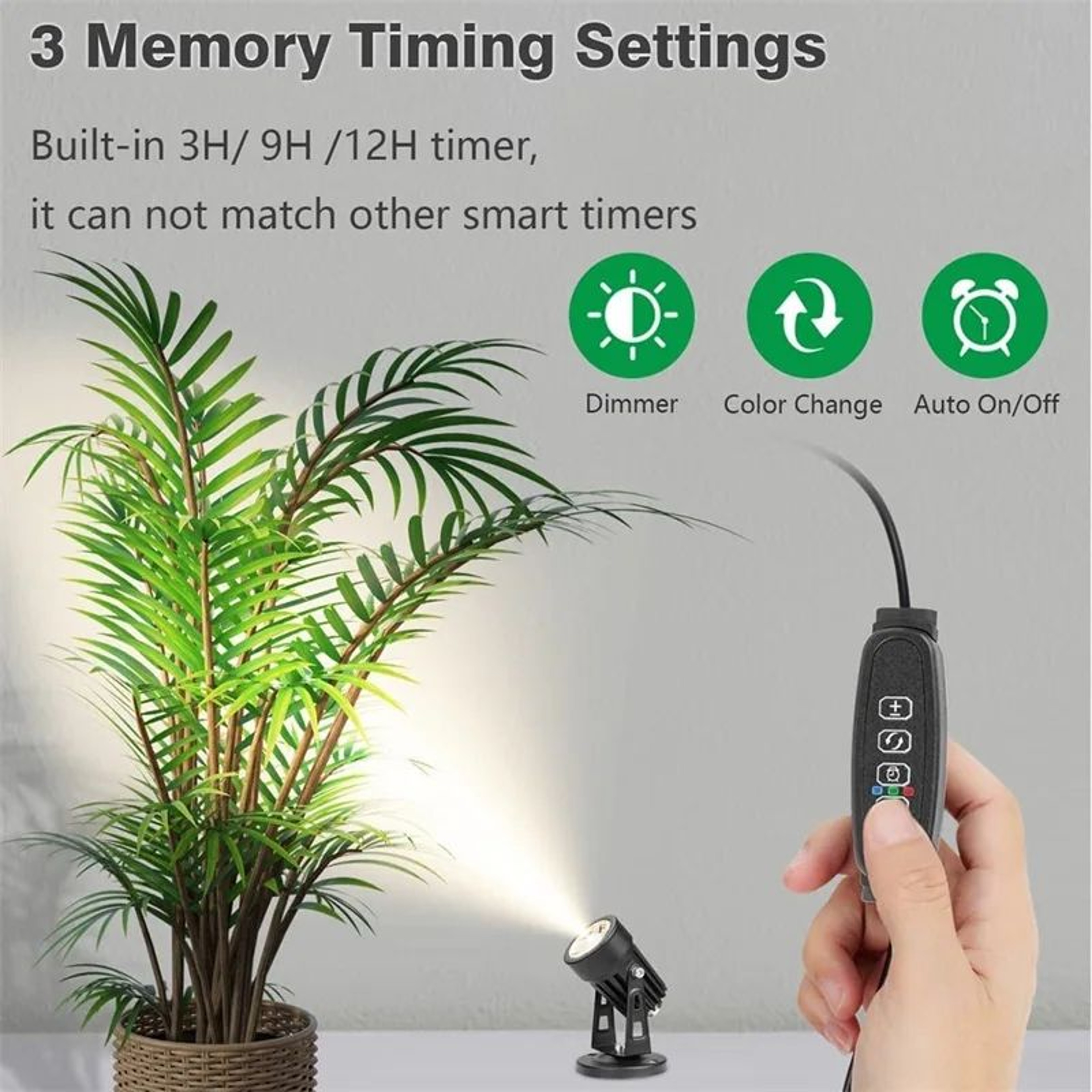 Indoor LED Accent Spotlight  Dimmable Uplight With Timer 3 Color Modes And 270 Degree Head For Plan 1