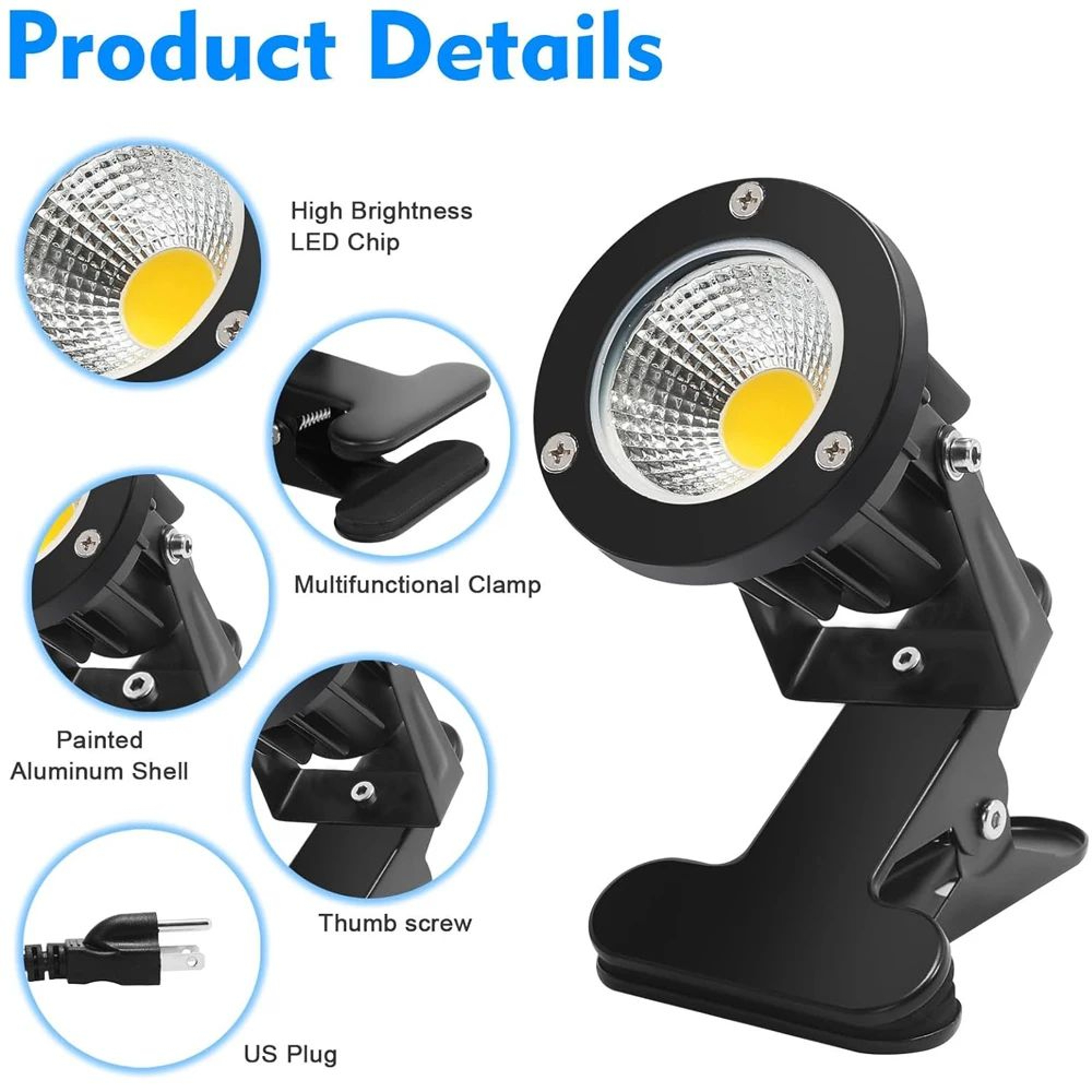 Clamp Spotlight  12 W Clip On Accent Light With Plug For Desk Plant Decor Artwork Trade Show And Wo 5