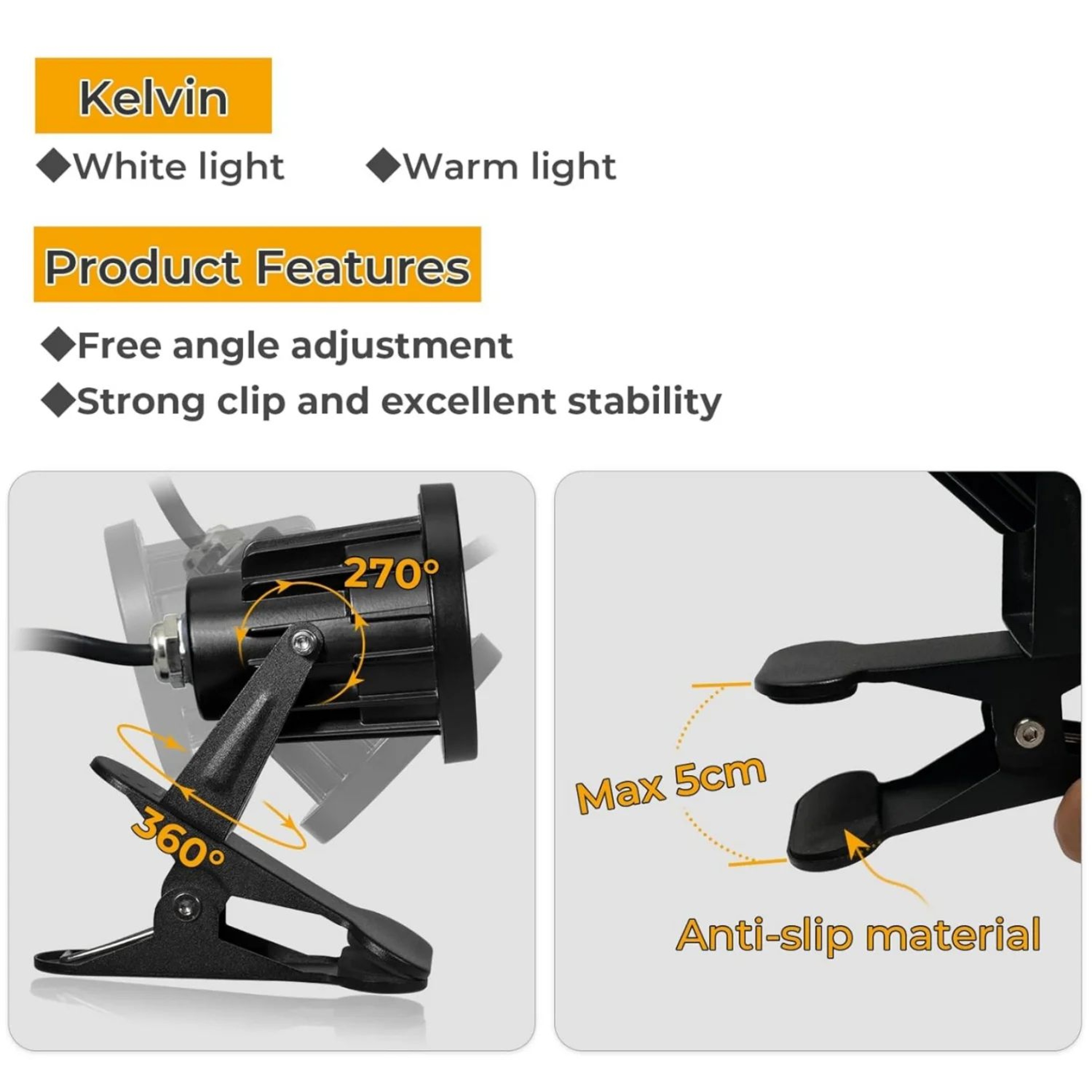 Clamp Spotlight  12 W Clip On Accent Light With Plug For Desk Plant Decor Artwork Trade Show And Wo 7