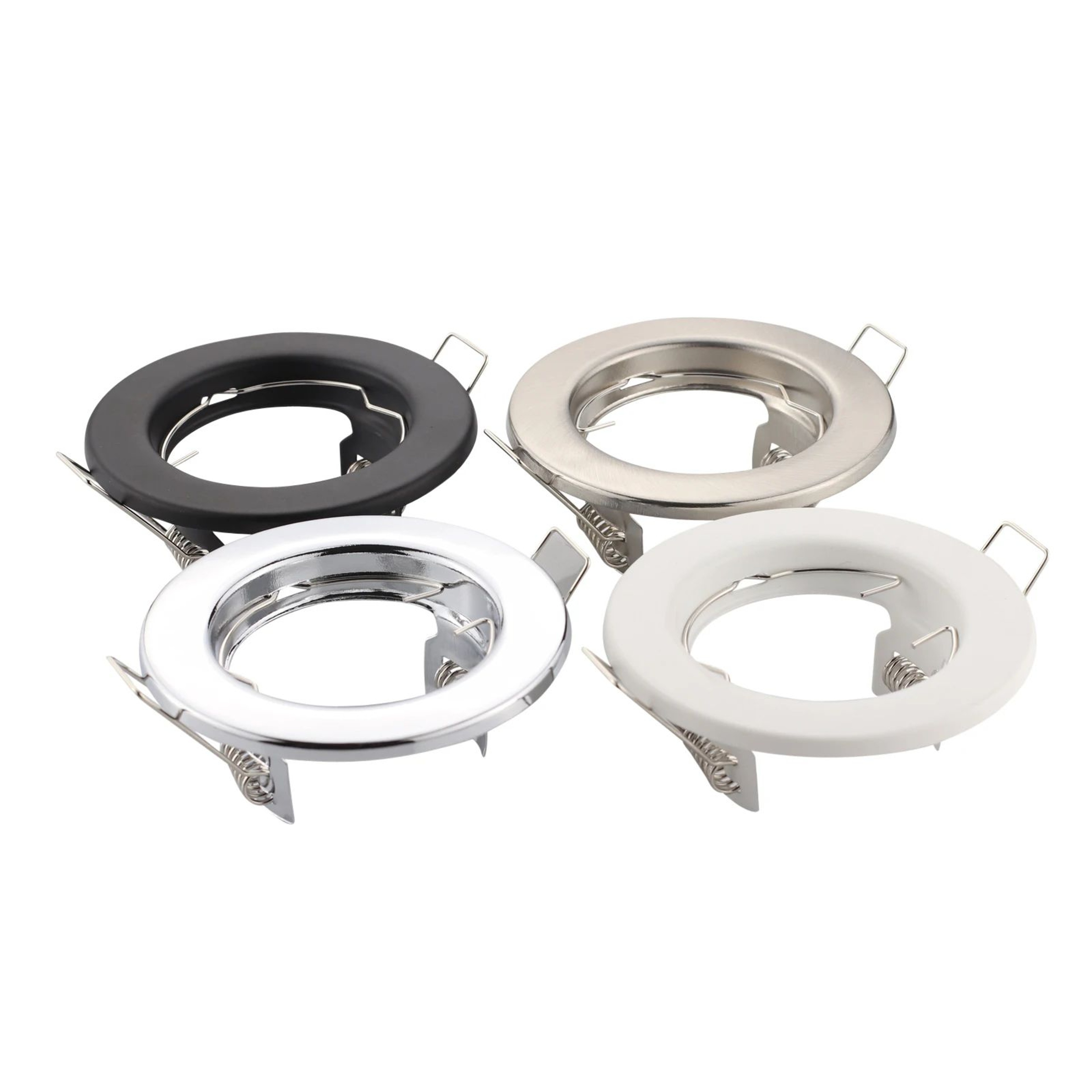 Fixed Recessed Spotlight Frame  Round Metal GU10 MR16 Ceiling Fitting In White Black Satin Nickel O