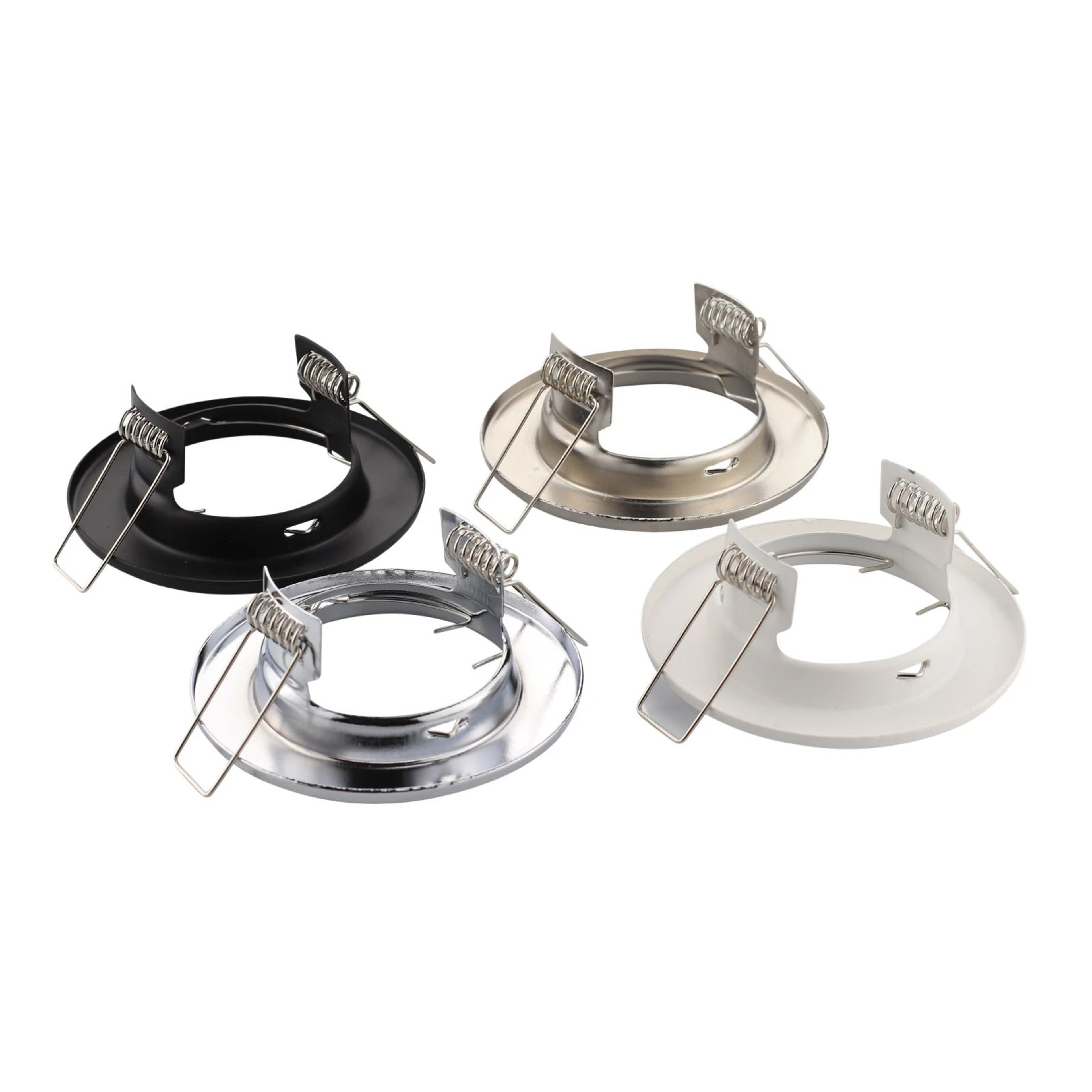 Fixed Recessed Spotlight Frame  Round Metal GU10 MR16 Ceiling Fitting In White Black Satin Nickel O