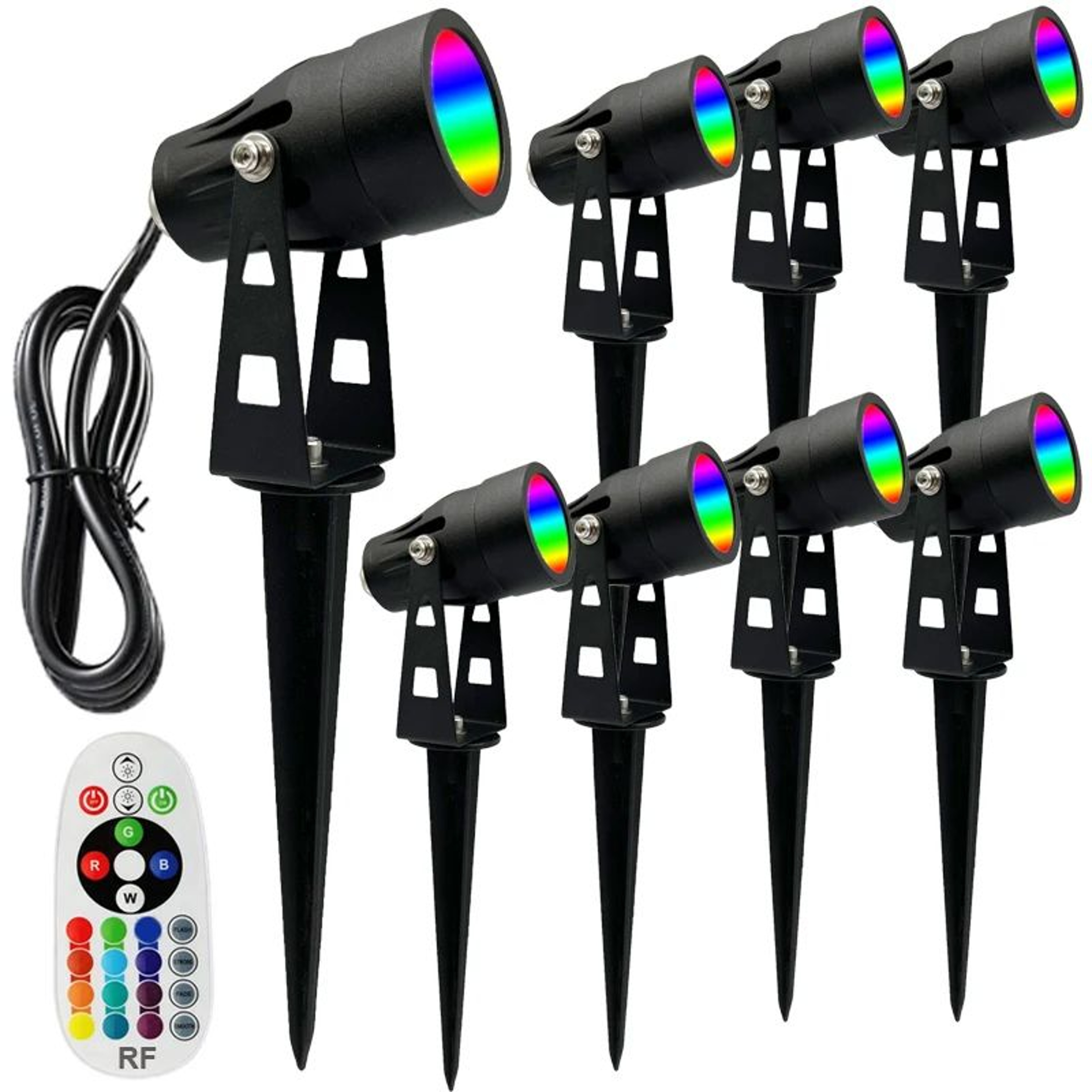 RGBW LED Lawn Light  6W Waterproof Landscape Spotlight With Remote For Garden Pathway Yard And Tree 12