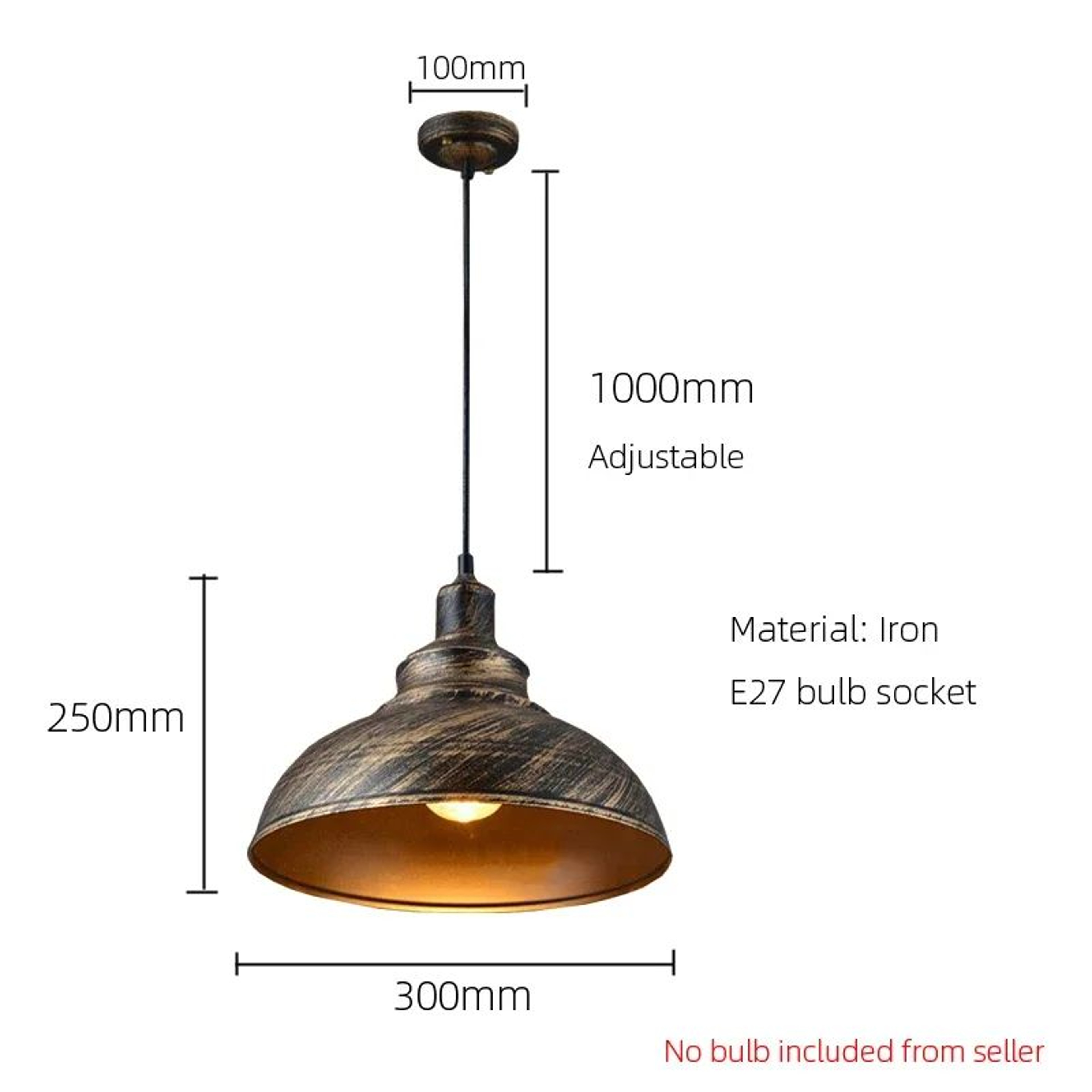 Vintage E27 Pendant Light  Retro Hanging Lamp In Black Silver Or Copper For Kitchen Dining Room Bar 3