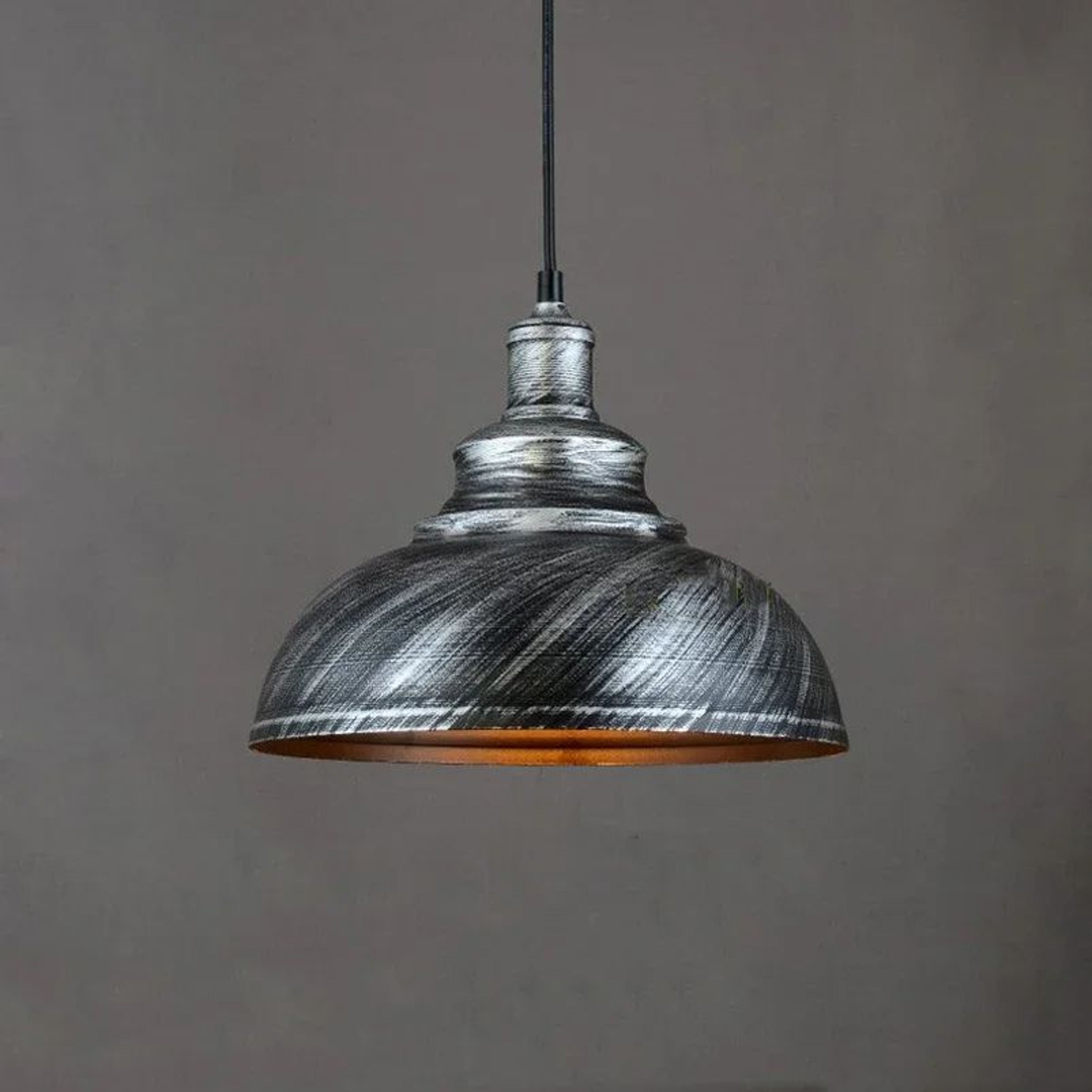 Vintage E27 Pendant Light  Retro Hanging Lamp In Black Silver Or Copper For Kitchen Dining Room Bar 0