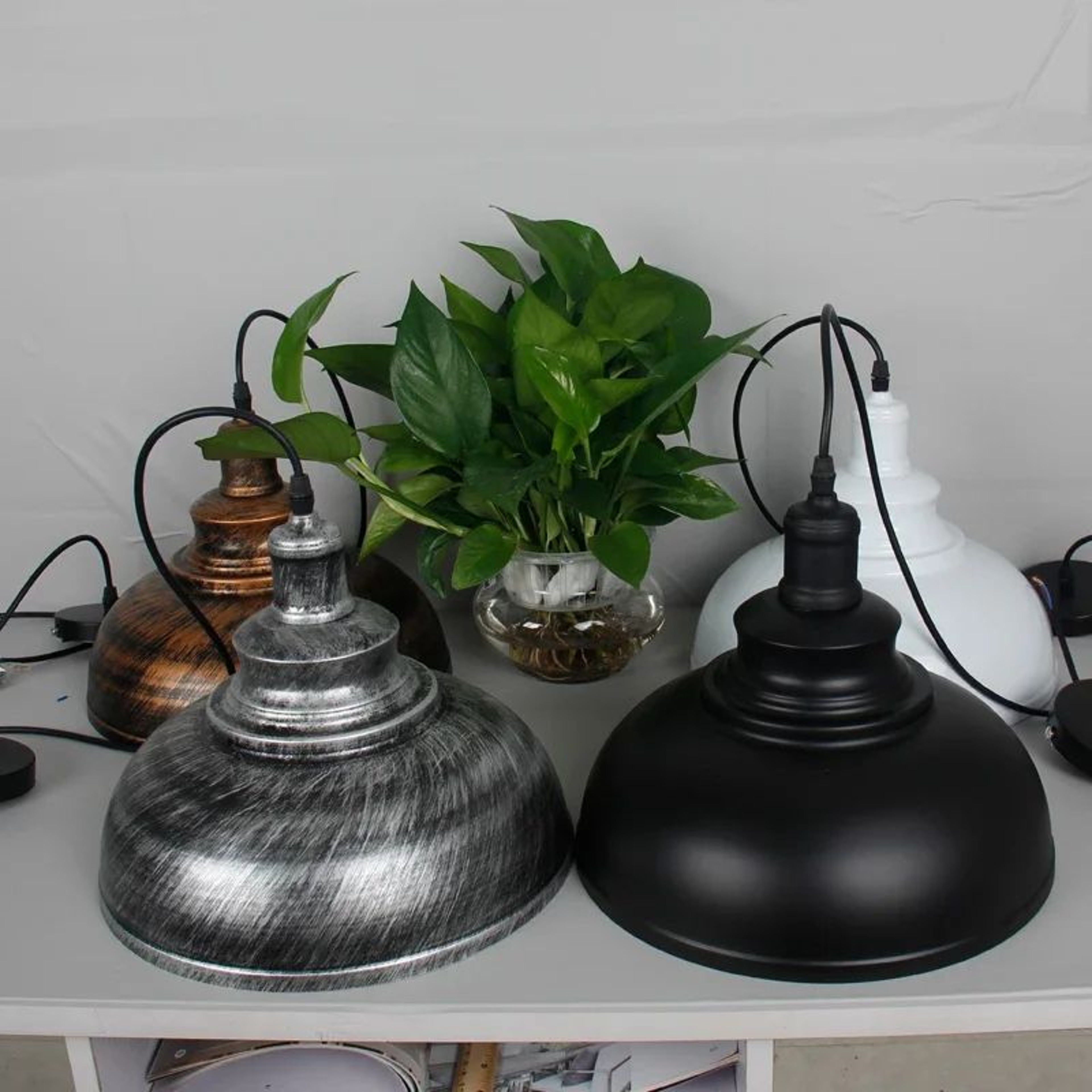 Vintage E27 Pendant Light  Retro Hanging Lamp In Black Silver Or Copper For Kitchen Dining Room Bar 4