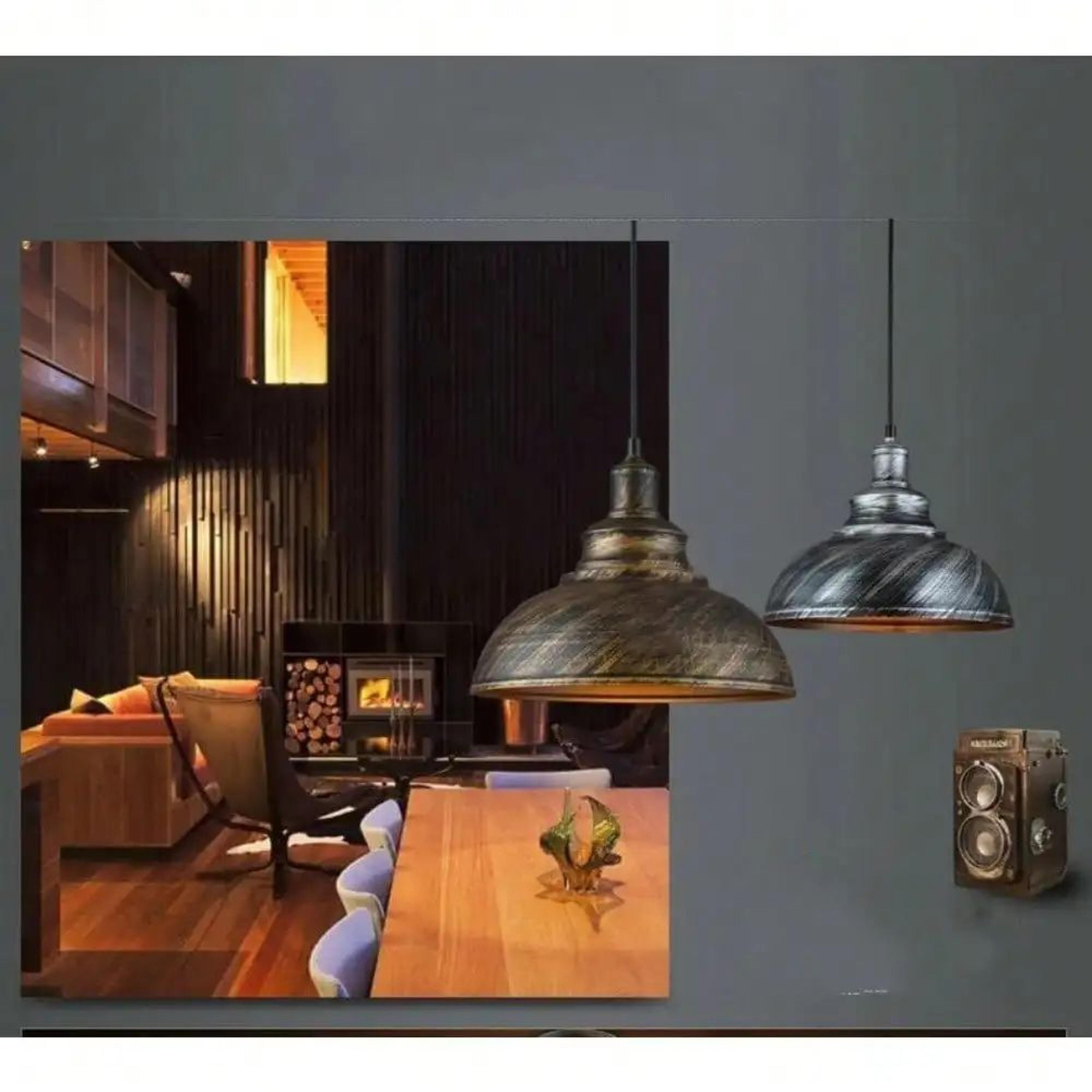 Vintage E27 Pendant Light  Retro Hanging Lamp In Black Silver Or Copper For Kitchen Dining Room Bar 8