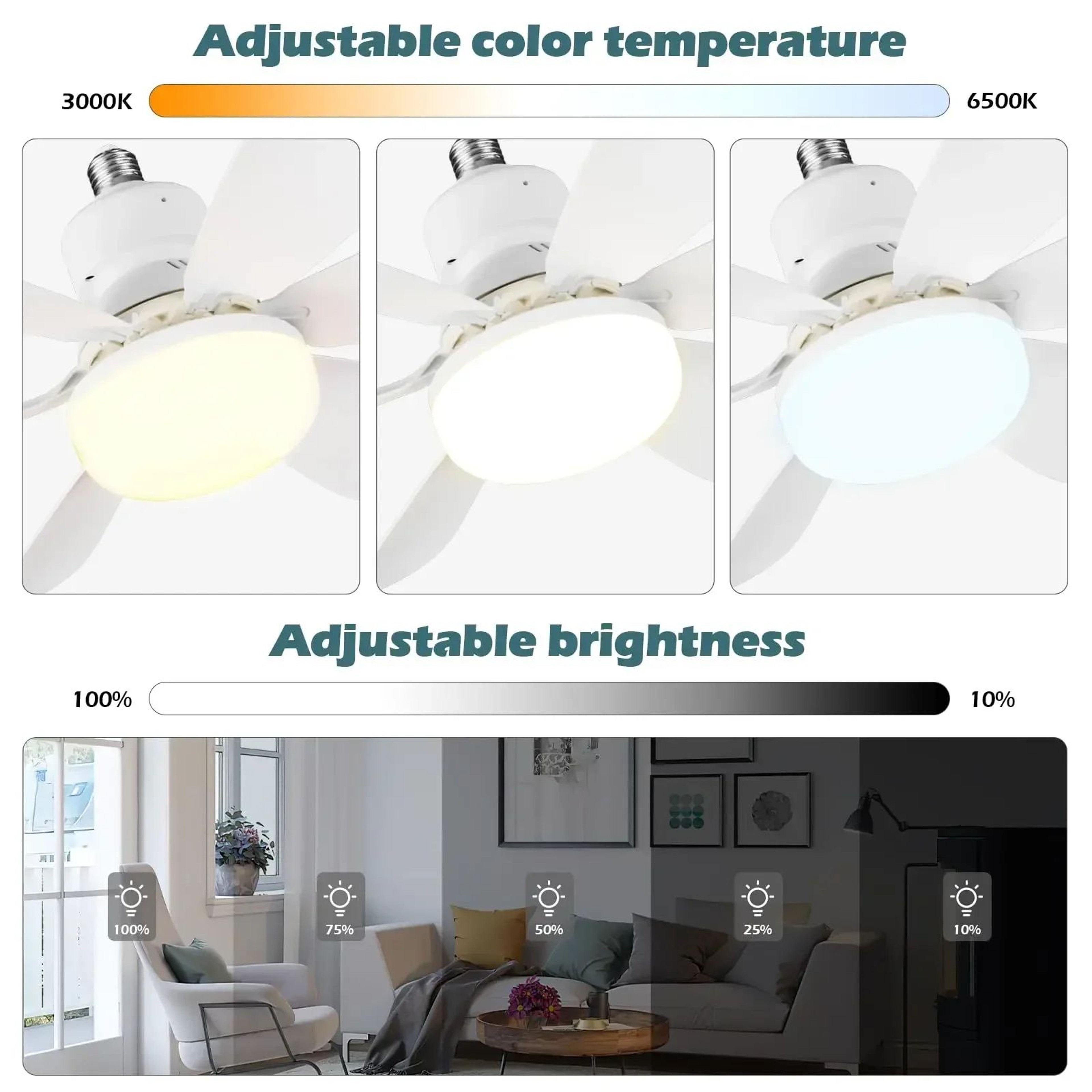E27 Socket Ceiling Fan Light  30W Or 40W Screw In Fan With Remote And 3 Color Dimming For Bedroom K 3