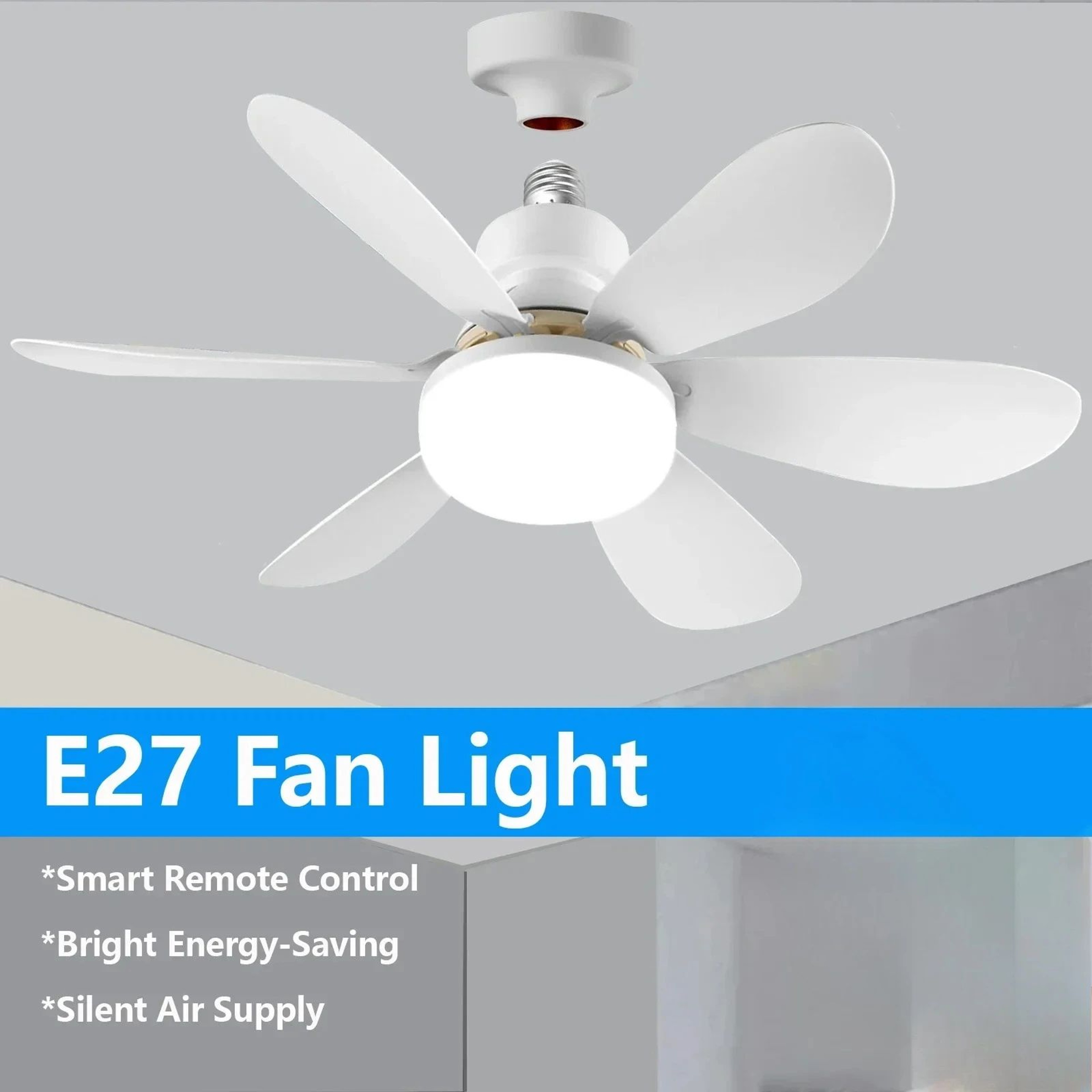 E27 Socket Ceiling Fan Light  30W Or 40W Screw In Fan With Remote And 3 Color Dimming For Bedroom K 0