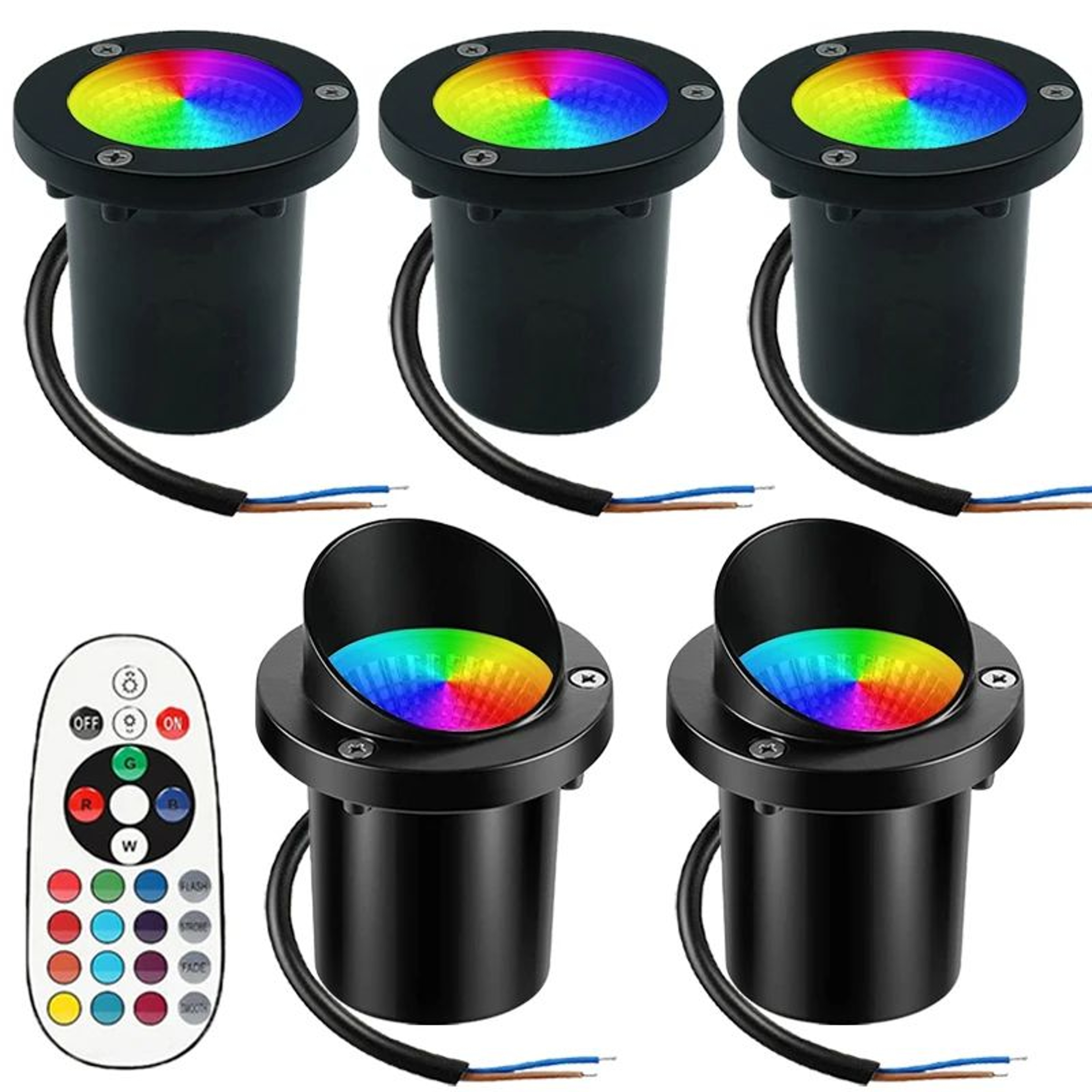 RGBW LED InGround Landscape Light  10W Waterproof Spotlight With RF Remote  16 Colors For Path Deck 0