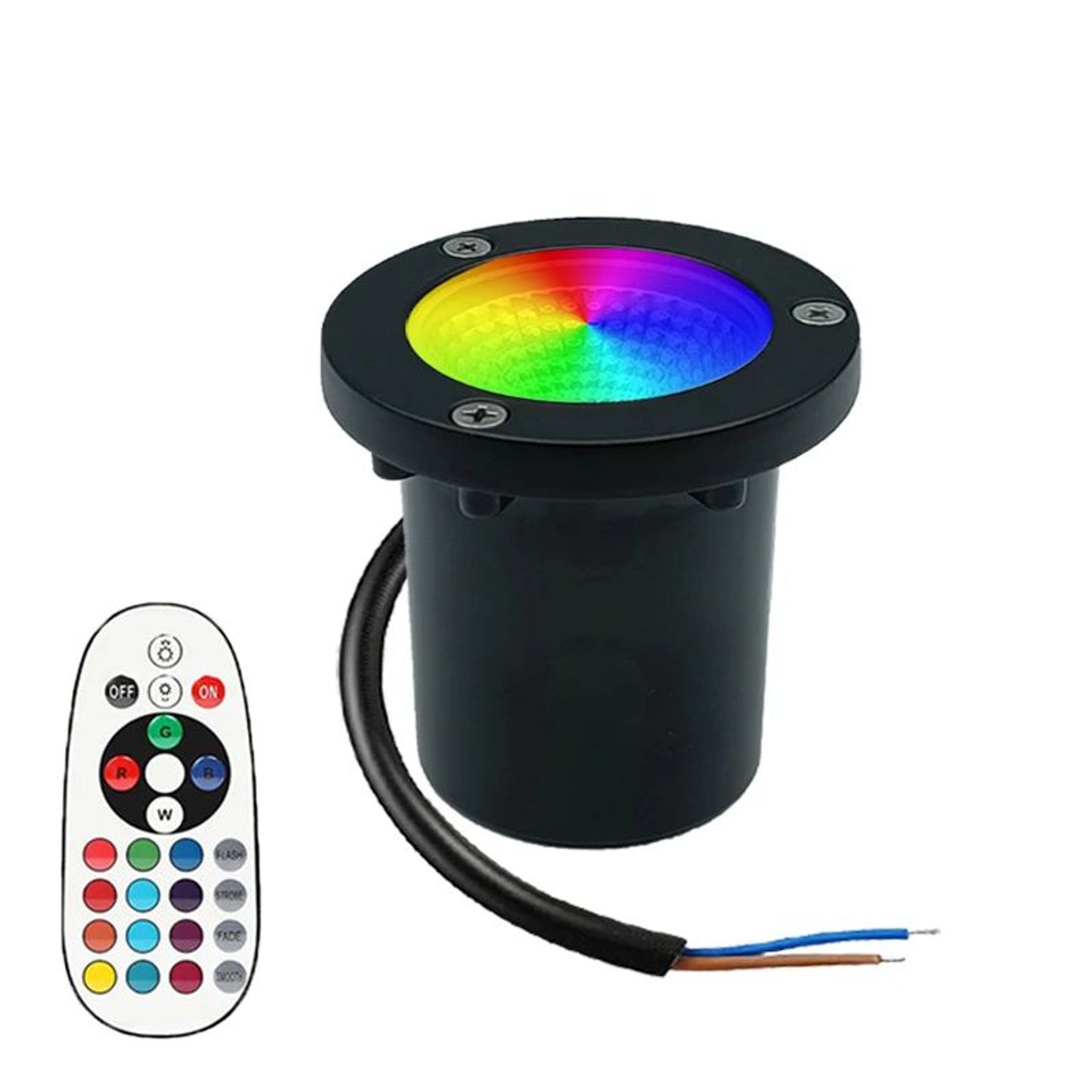 RGBW LED InGround Landscape Light  10W Waterproof Spotlight With RF Remote  16 Colors For Path Deck 10