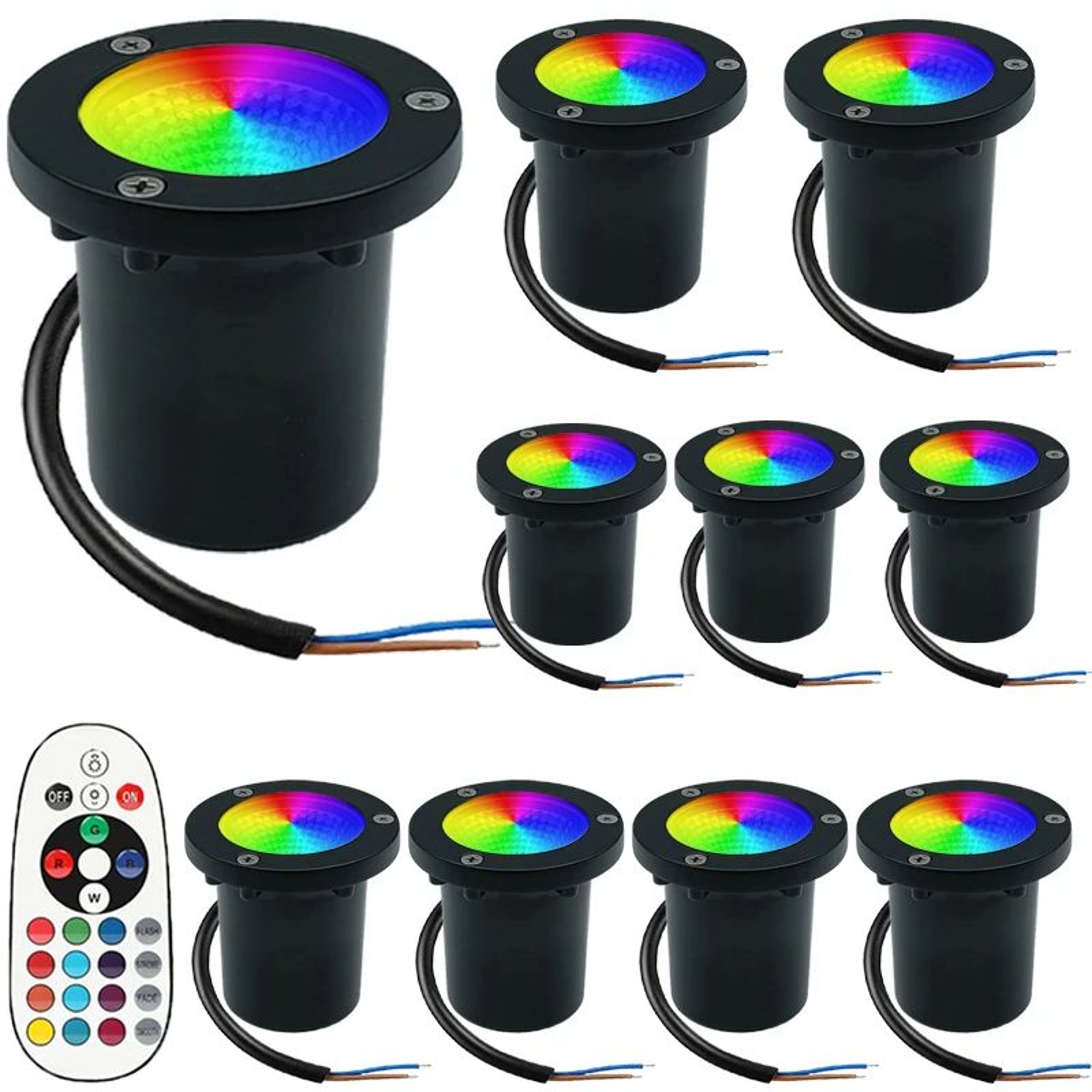 RGBW LED InGround Landscape Light  10W Waterproof Spotlight With RF Remote  16 Colors For Path Deck 19
