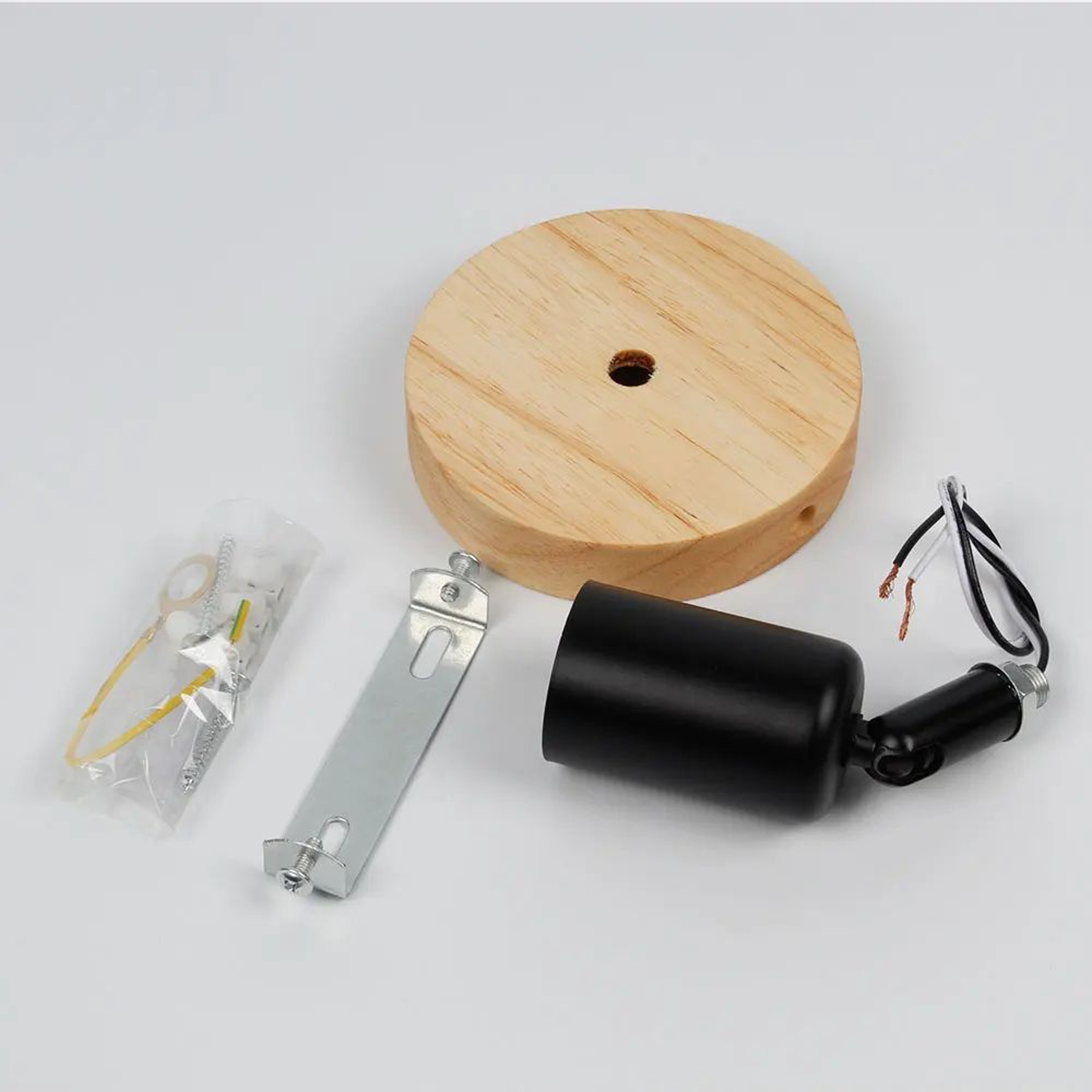 Wooden Base E27 Wall Light  Retro Iron Bedside Sconce In Black Or White For Bedroom Living Room  Vi