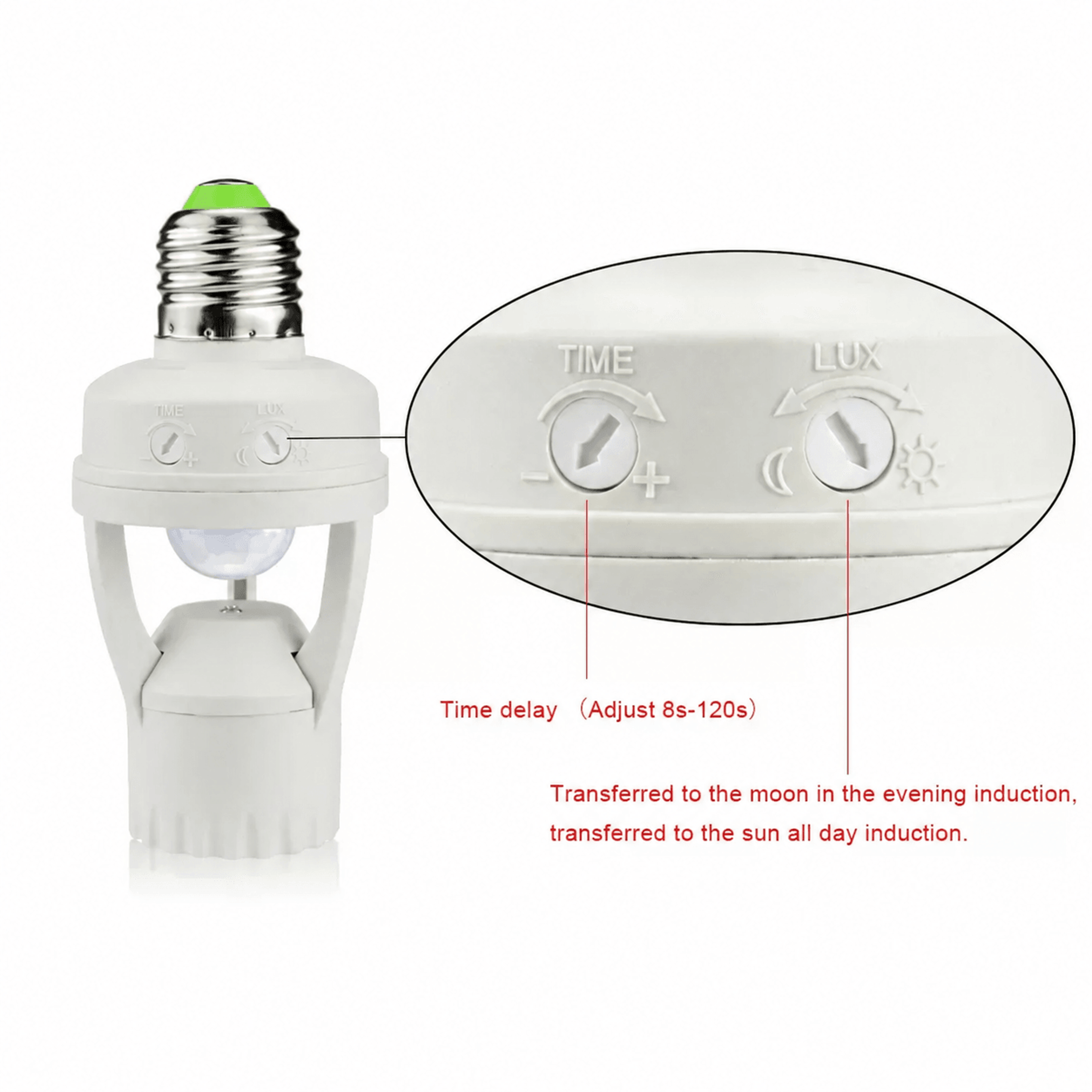E27 PIR Motion Sensor Lamp Holder  360 Degrees Infrared Bulb Socket With Adjustable Timer  Day Nigh 0