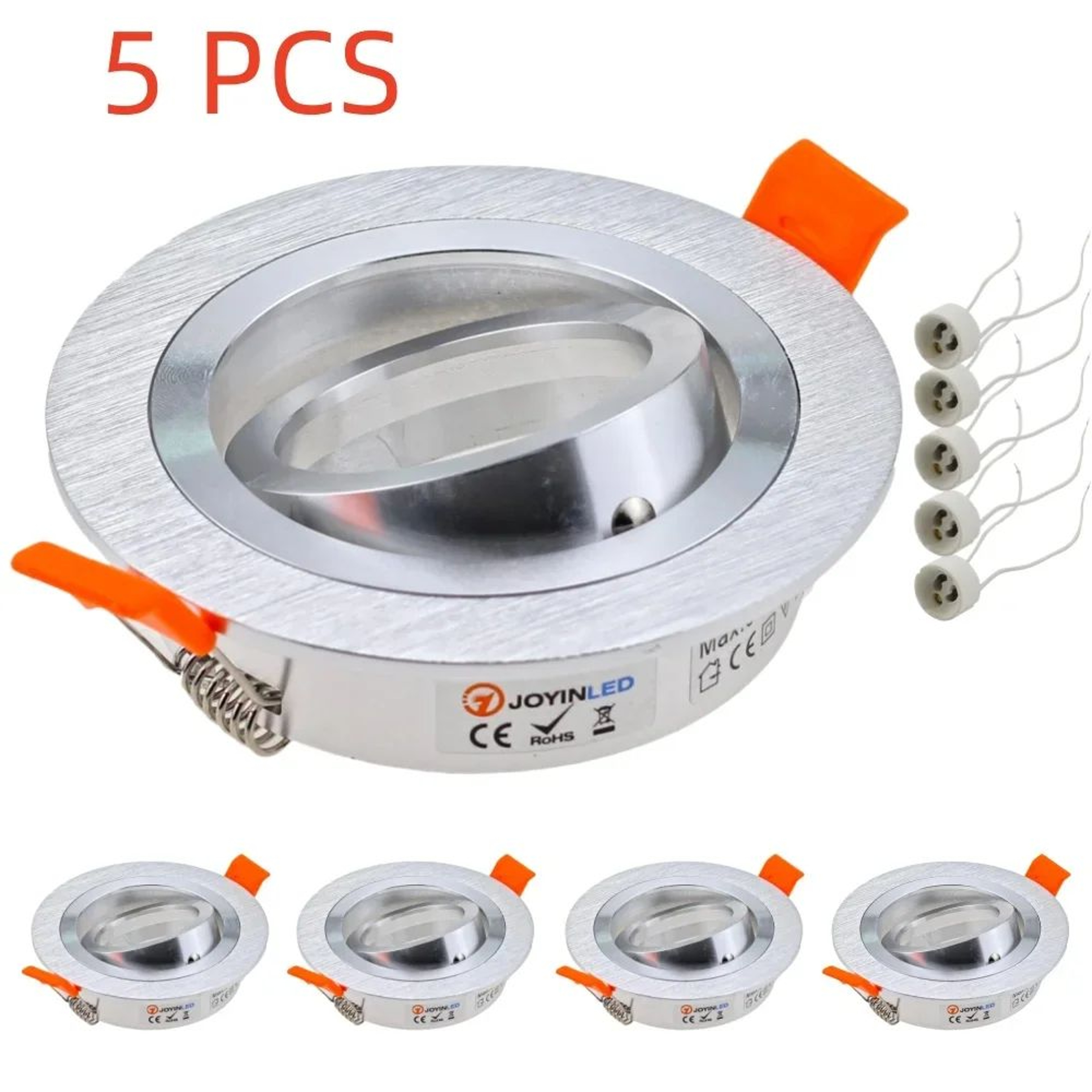 Round Recessed Frames  5 Pack Metal GU10 MR16 Spotlight Fittings With 276 In Cutout In Silver Or Wh 1