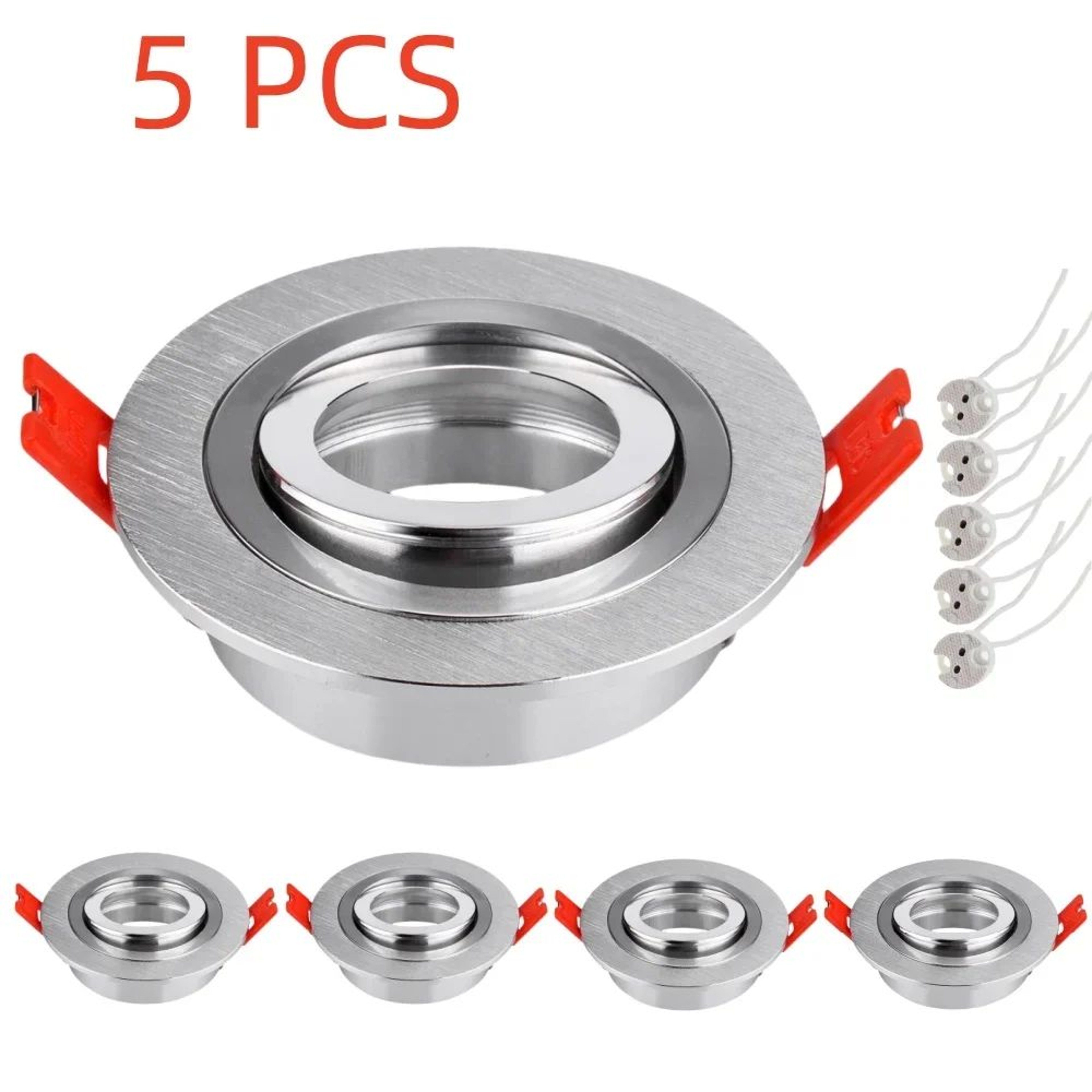 Round Recessed Frames  5 Pack Metal GU10 MR16 Spotlight Fittings With 276 In Cutout In Silver Or Wh 4