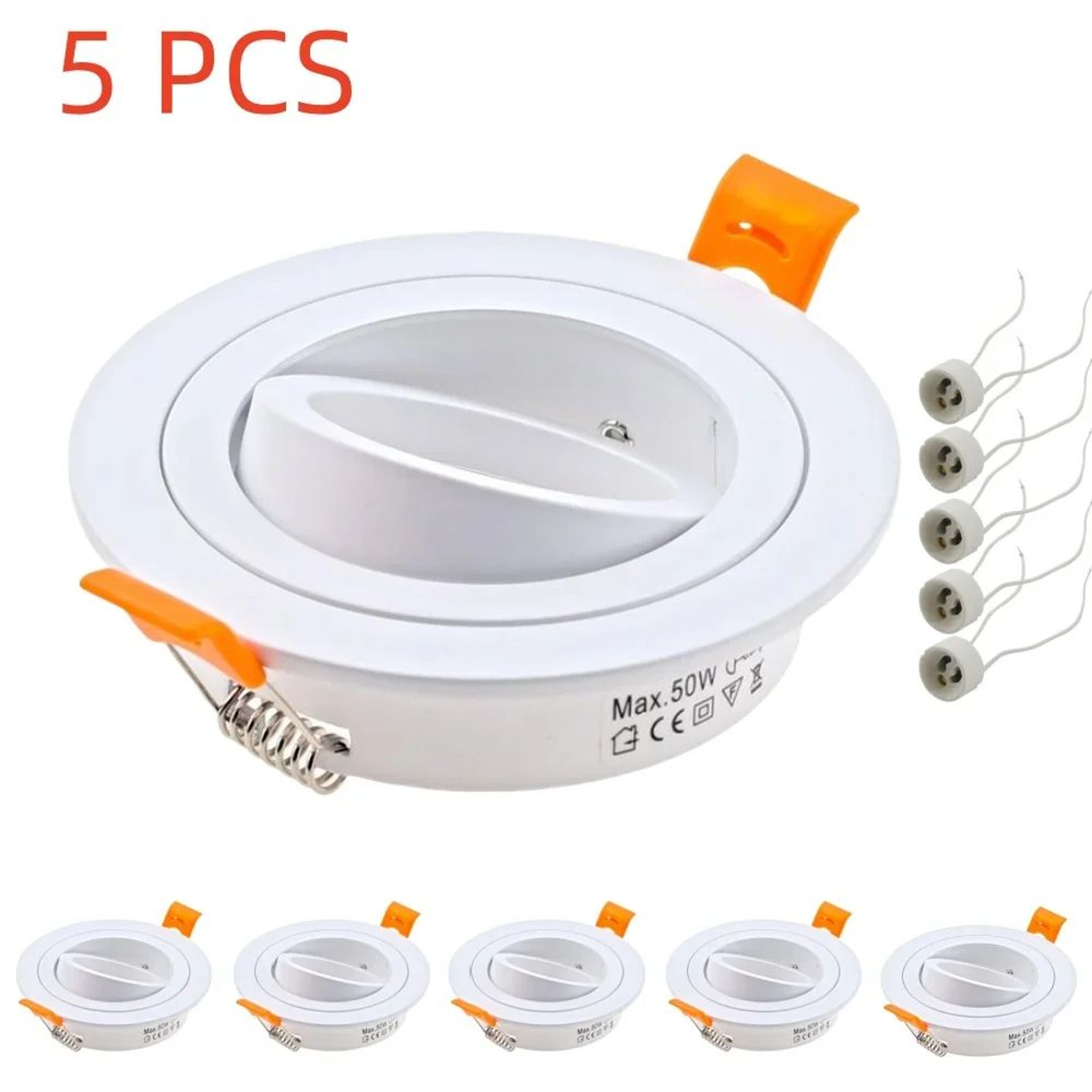 Round Recessed Frames  5 Pack Metal GU10 MR16 Spotlight Fittings With 276 In Cutout In Silver Or Wh 5