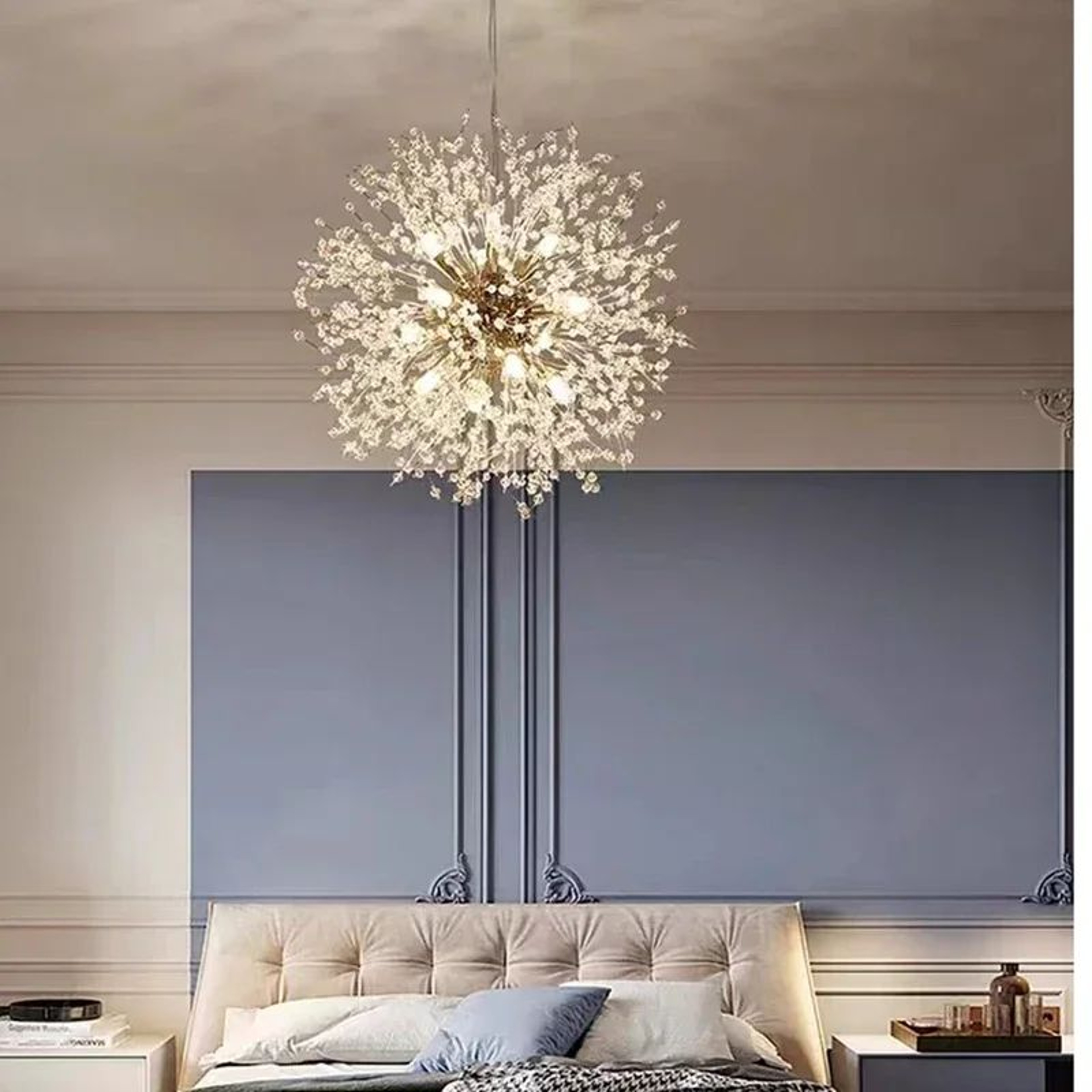 Dandelion Crystal Pendant Light  G9 Fireball Hanging Lamp In Gold Or Chrome For Living Room Restaur 5