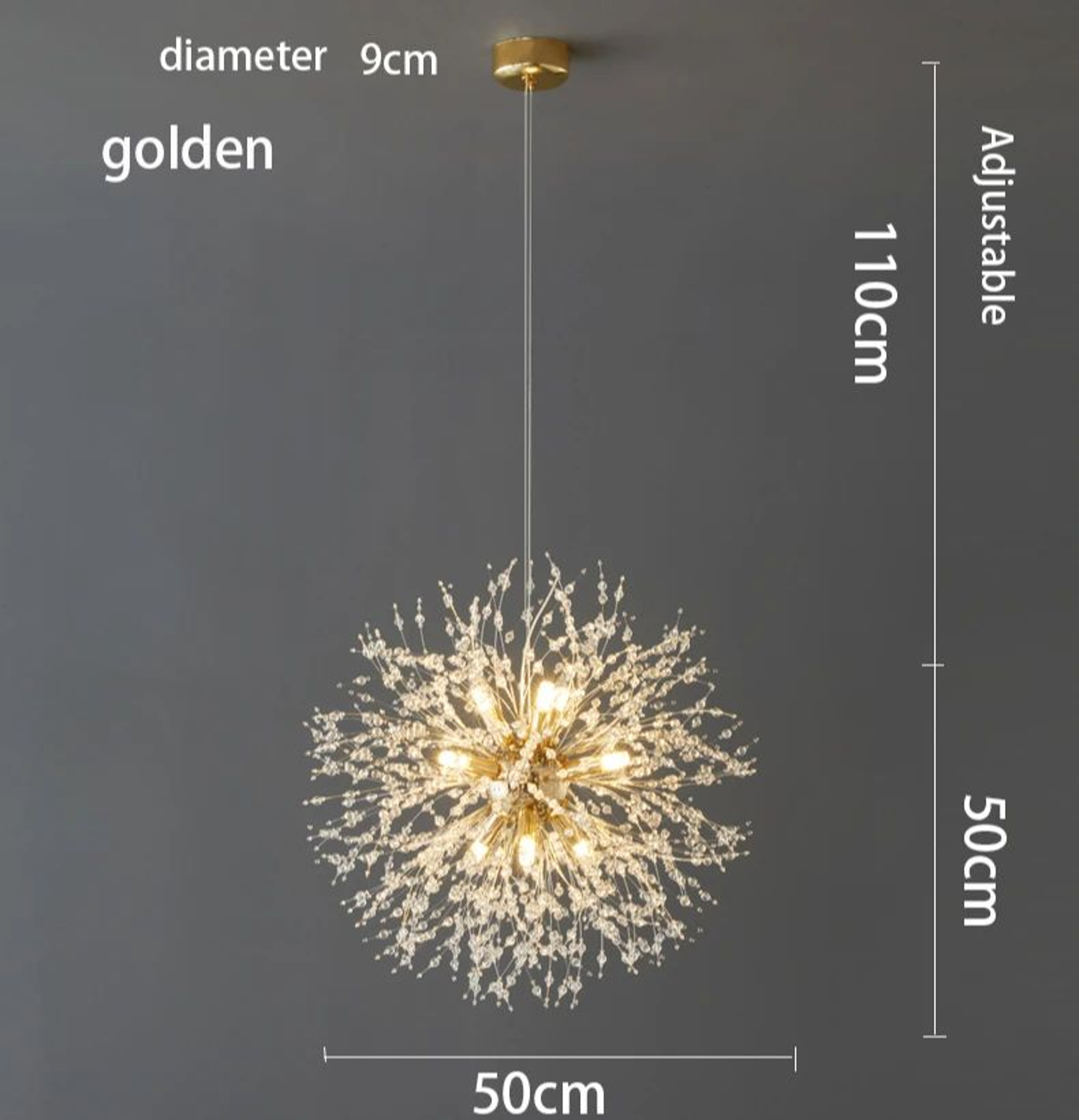 Dandelion Crystal Pendant Light  G9 Fireball Hanging Lamp In Gold Or Chrome For Living Room Restaur 6