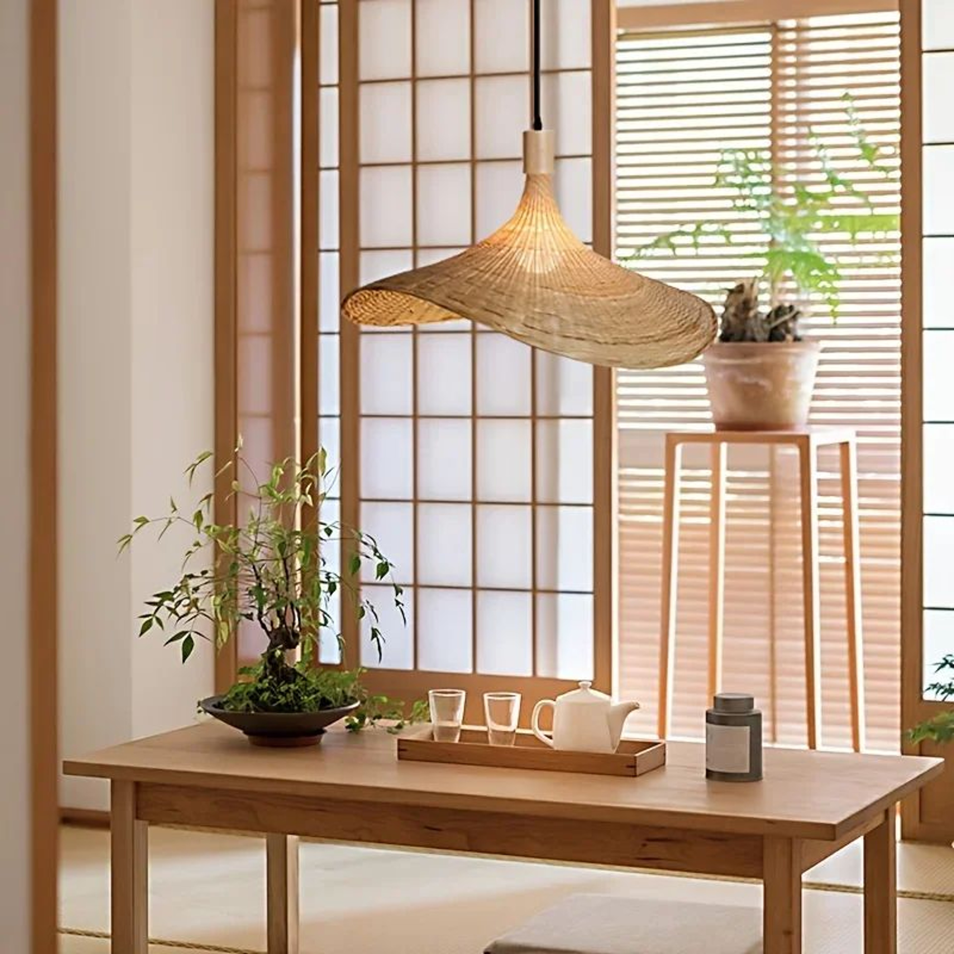 Handwoven Bamboo Pendant Light  Woven Rattan Style Hanging Lamp In 1181 1575 Or 1969 In For Living  0