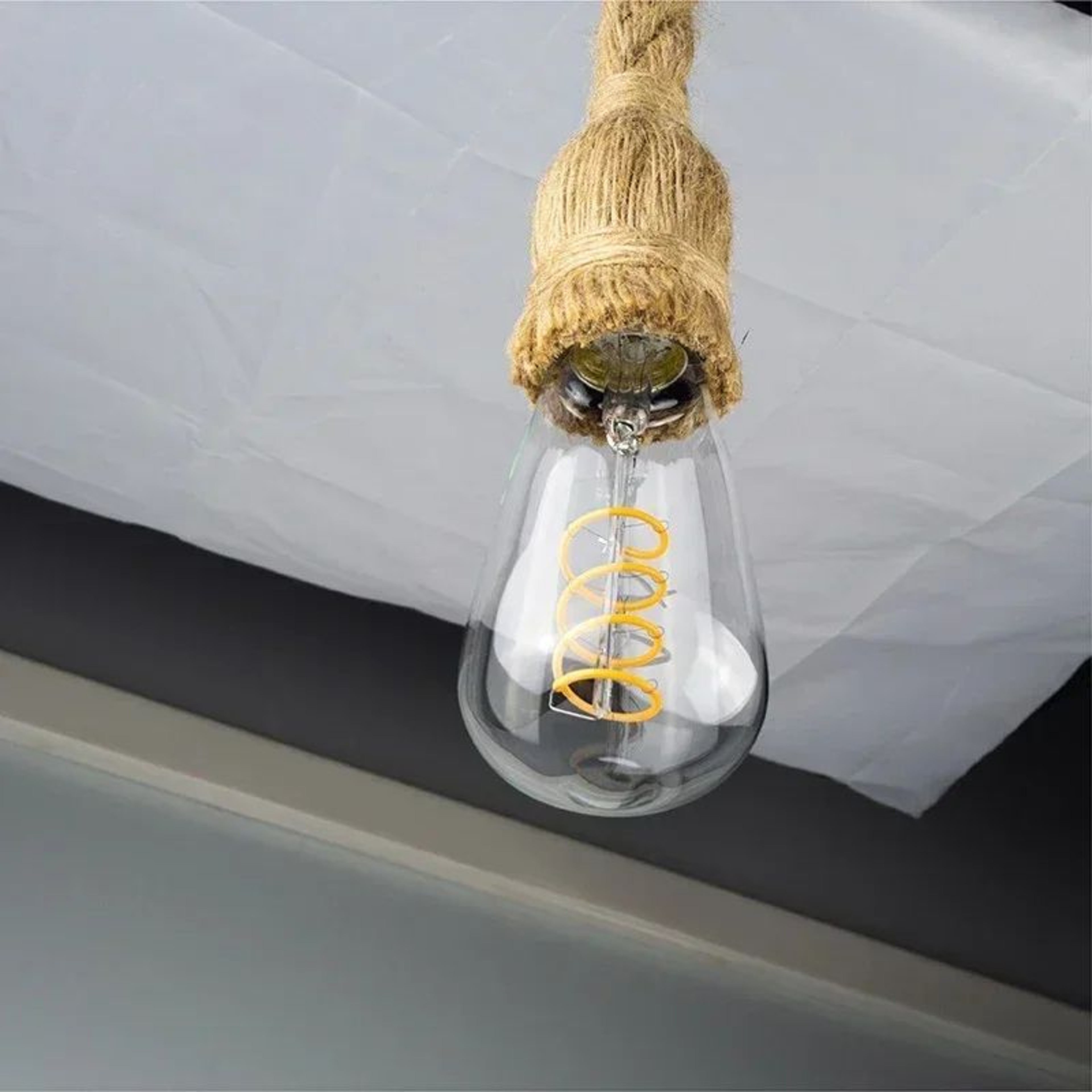 Vintage Hemp Rope Pendant Light  Hand Knitted Single Or Double Head Hanging Lamp For Loft Dining Ro