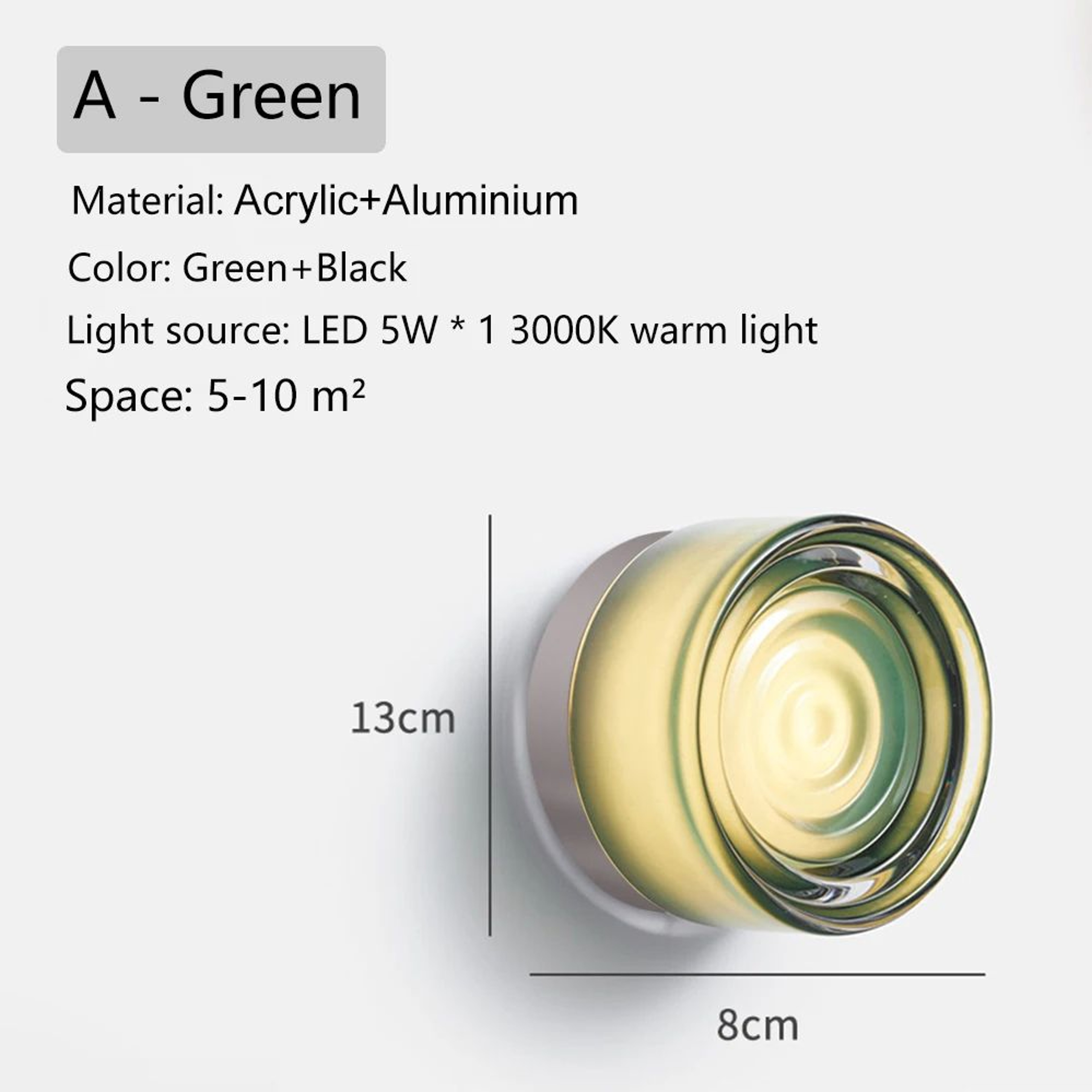 Round LED Acrylic Wall Lamp  Modern 5 W 3 Color Accent Light In White Amber Or Grey For Bedroom Stu 9