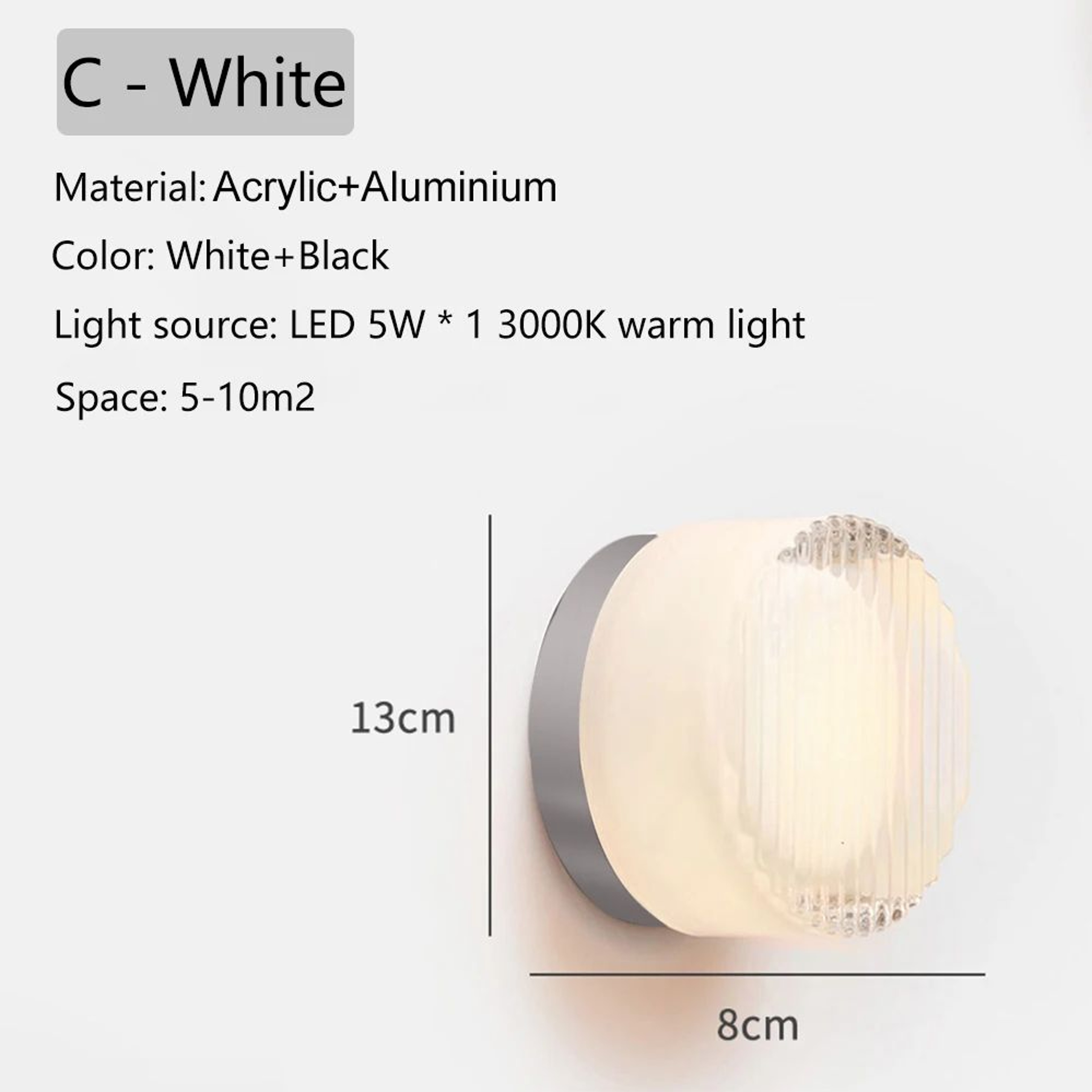 Round LED Acrylic Wall Lamp  Modern 5 W 3 Color Accent Light In White Amber Or Grey For Bedroom Stu 16