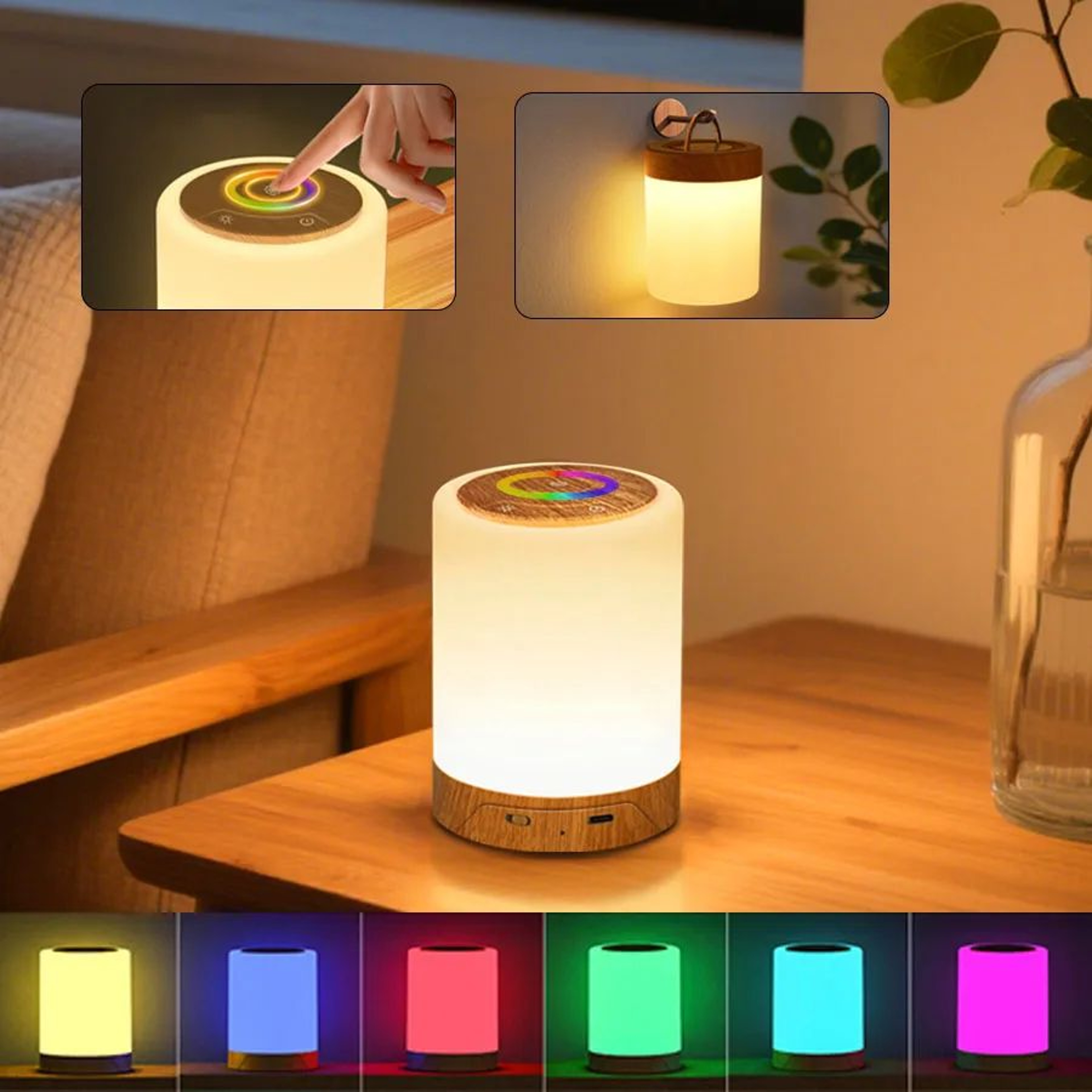 Rechargeable Touch Table Lamp  Dimmable RGB  Warm White LED Night Light For Bedroom Bedside Living  0