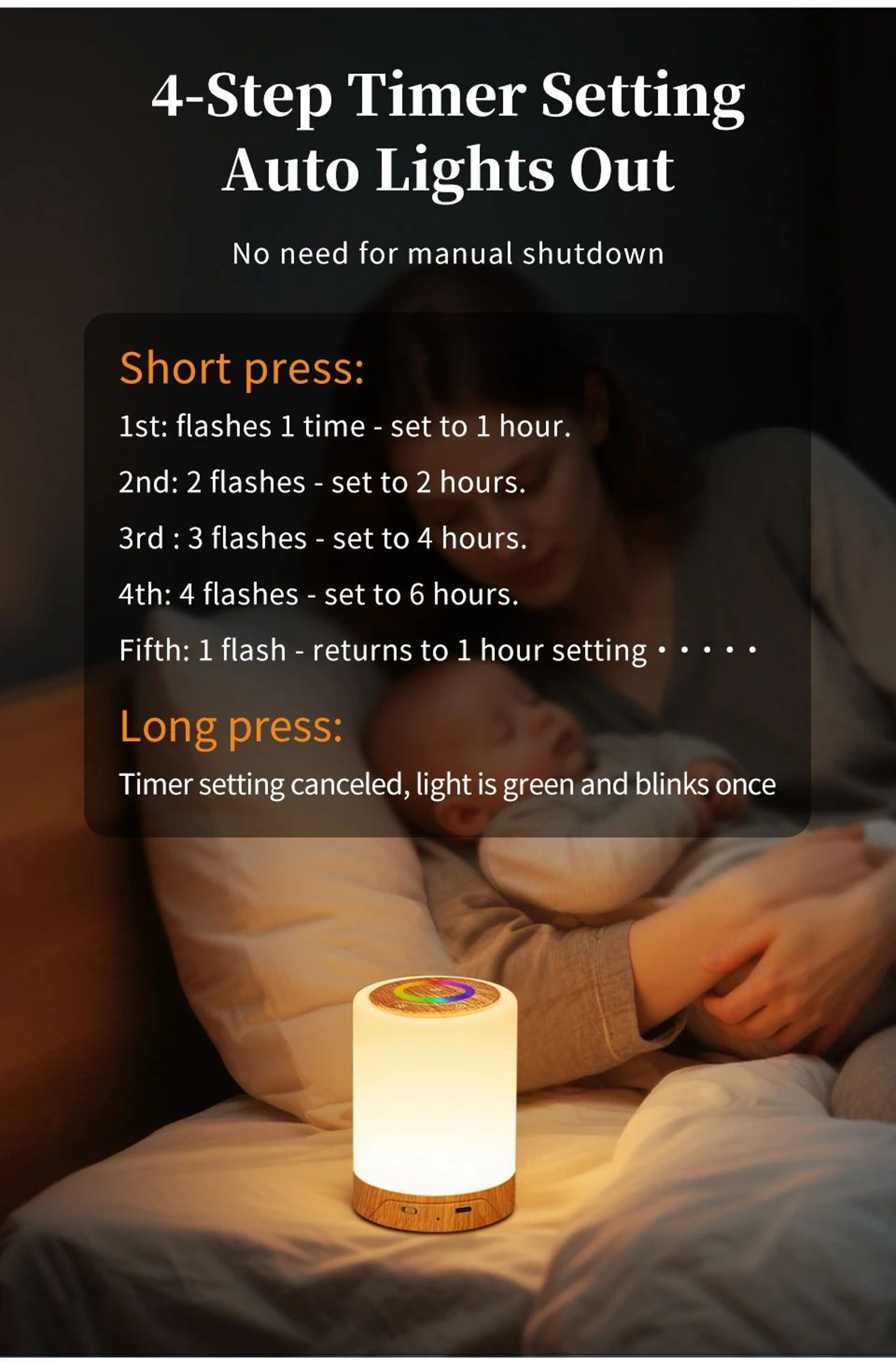 Rechargeable Touch Table Lamp  Dimmable RGB  Warm White LED Night Light For Bedroom Bedside Living  17