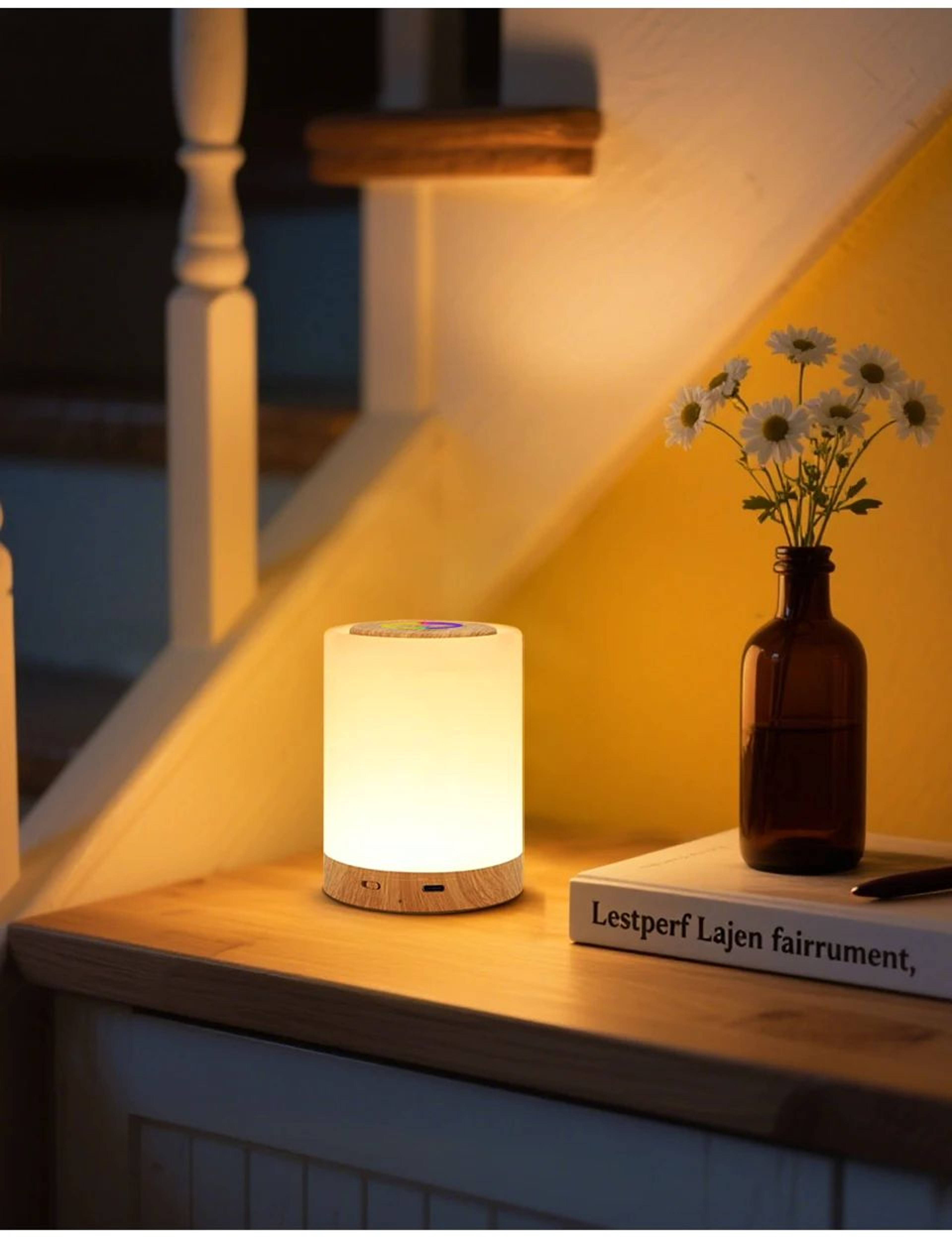 Rechargeable Touch Table Lamp  Dimmable RGB  Warm White LED Night Light For Bedroom Bedside Living  19