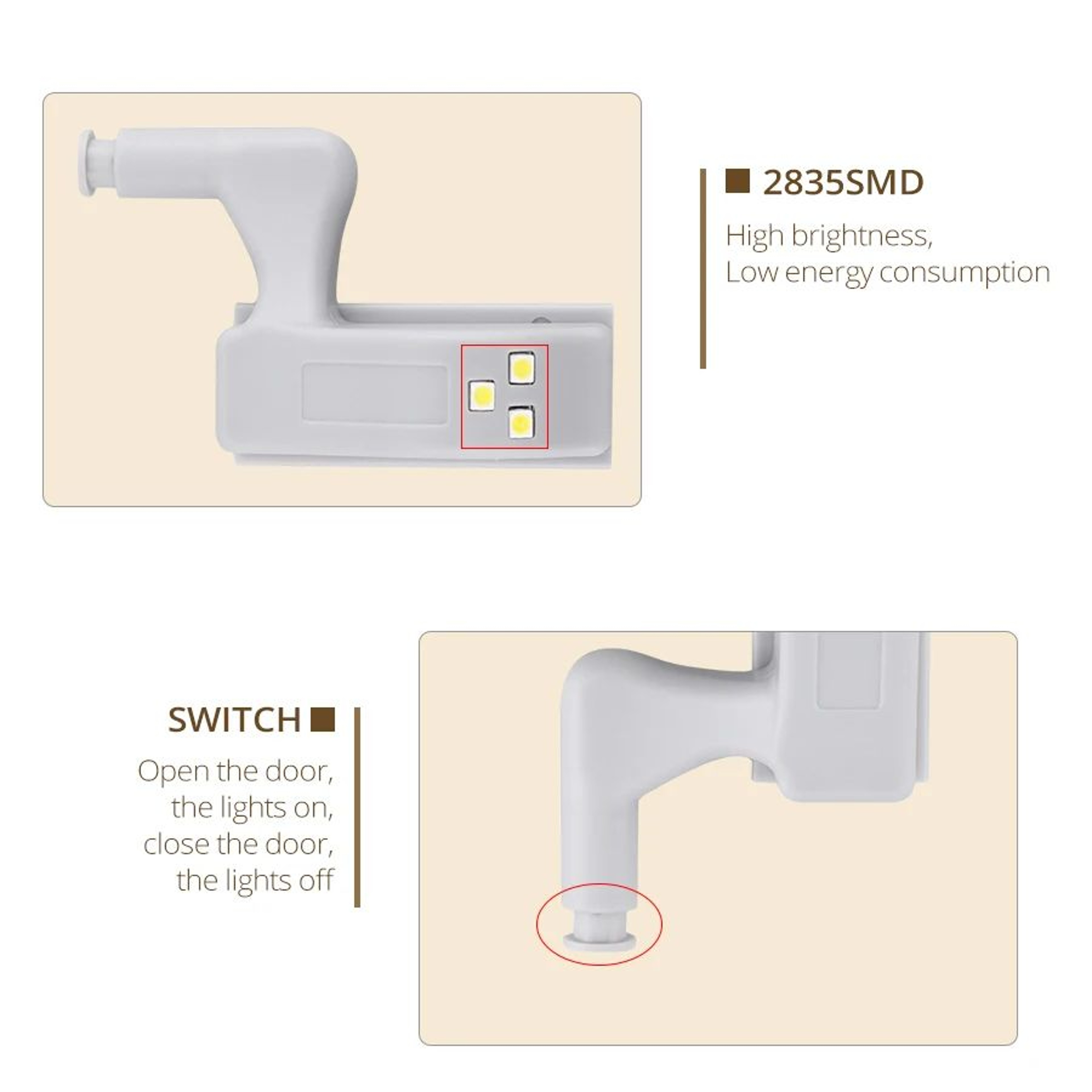 10pcs LED Cabinet Hinge Lights  Cool White Battery Powered Automatic Sensor Lamps For Kitchen Cupbo 3