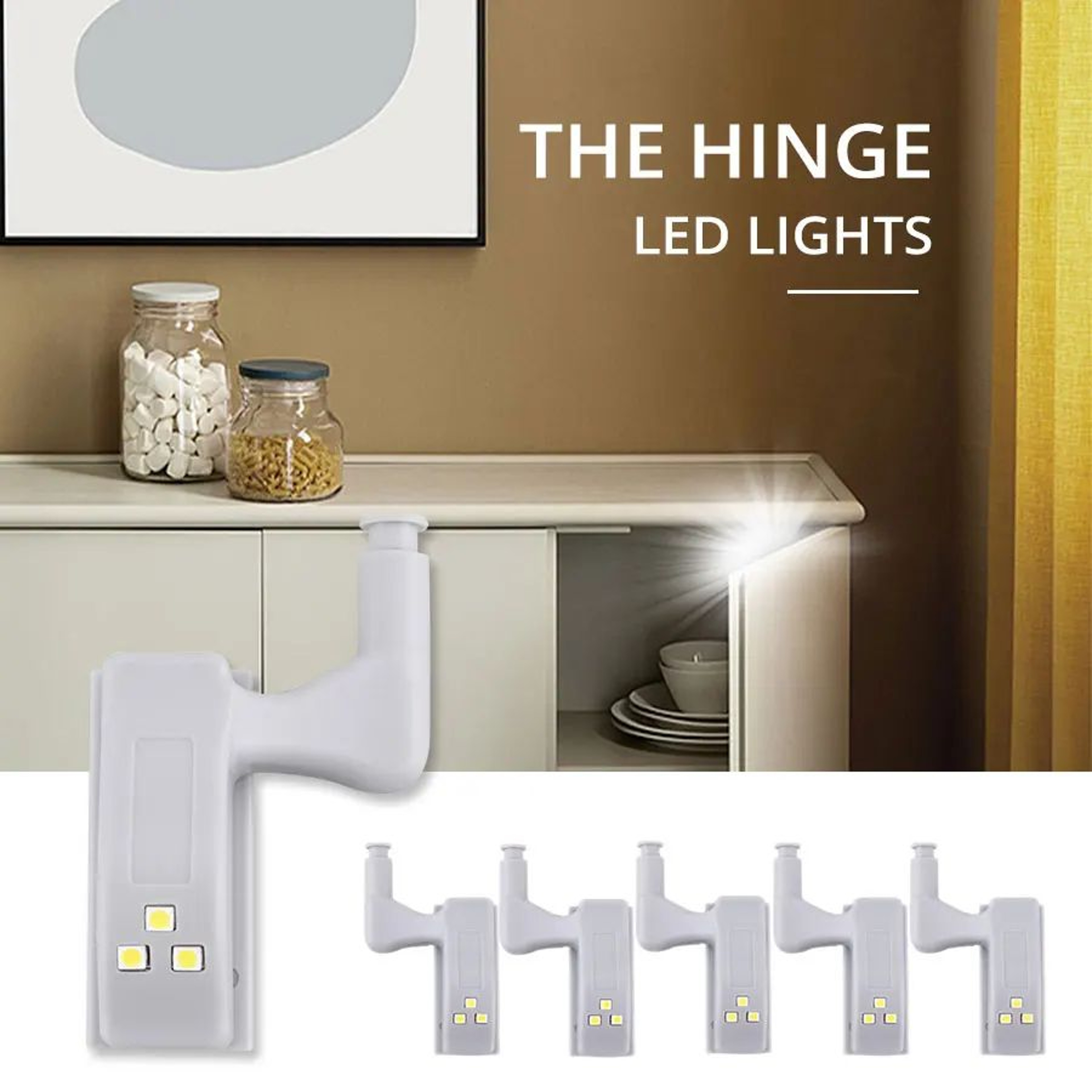 10pcs LED Cabinet Hinge Lights  Cool White Battery Powered Automatic Sensor Lamps For Kitchen Cupbo 5