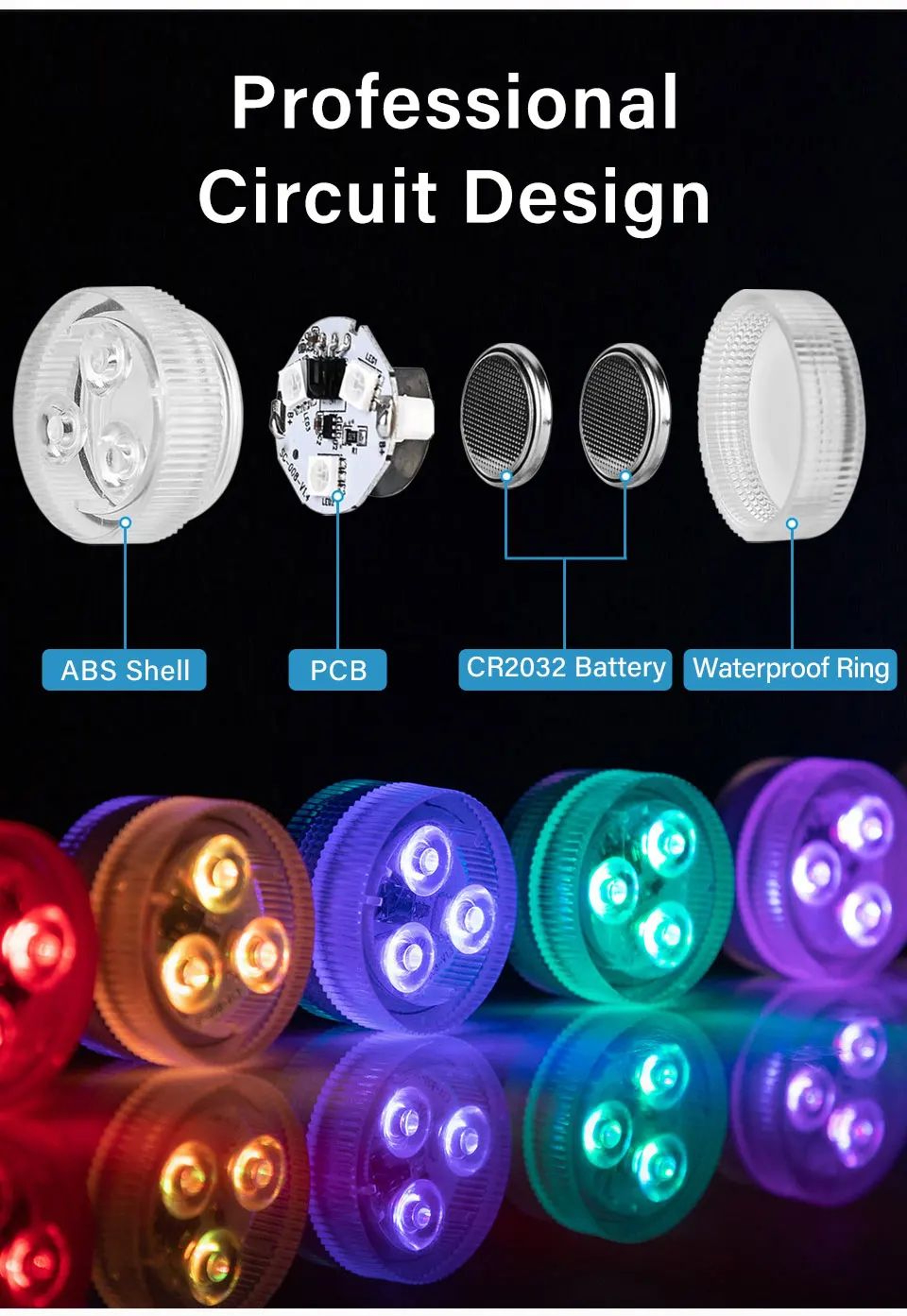 Submersible RGB LED Tea Lights  Battery Powered Underwater Lamps With Remote For Vases Fish Tanks A 11