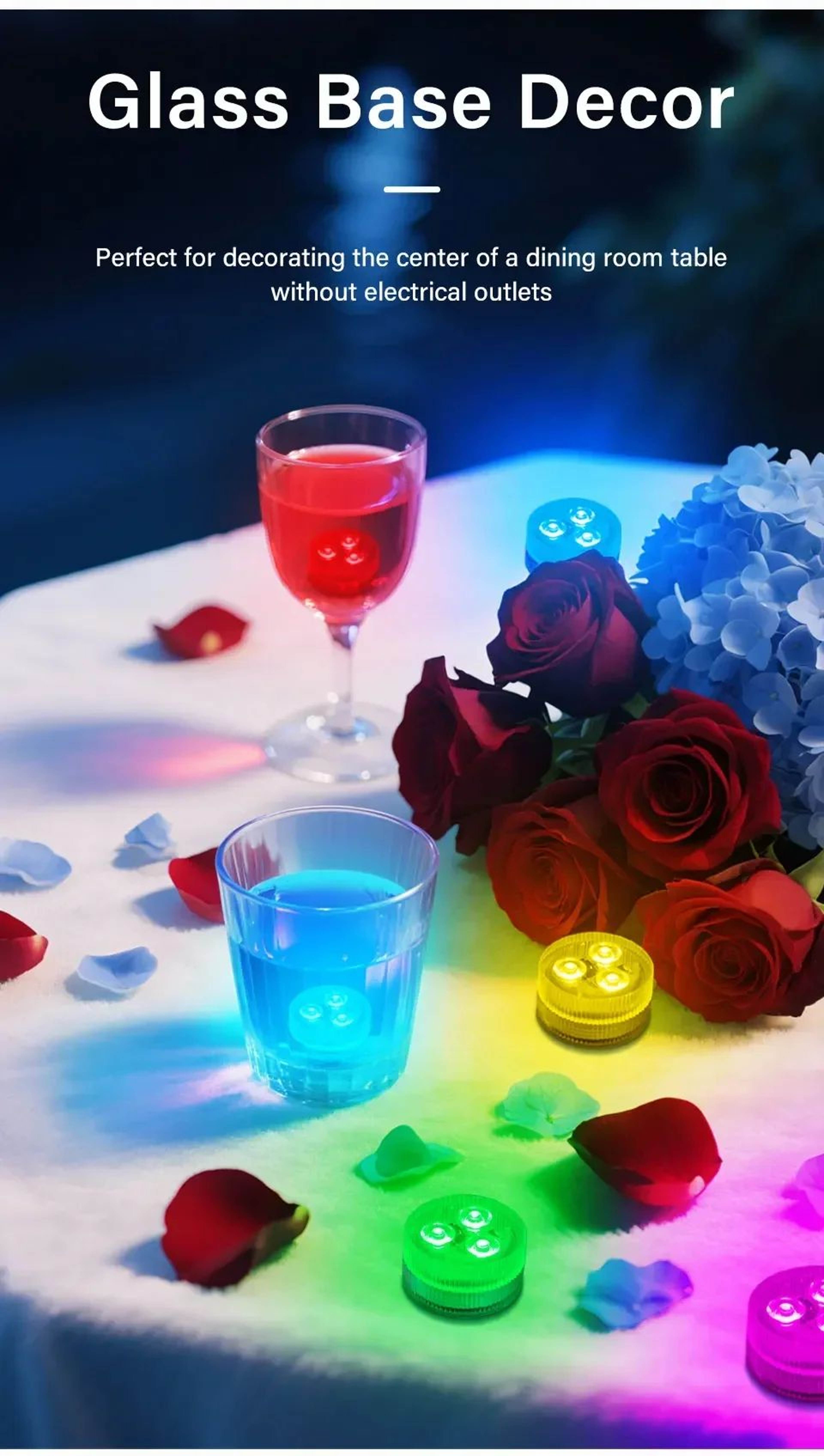 Submersible RGB LED Tea Lights  Battery Powered Underwater Lamps With Remote For Vases Fish Tanks A 9