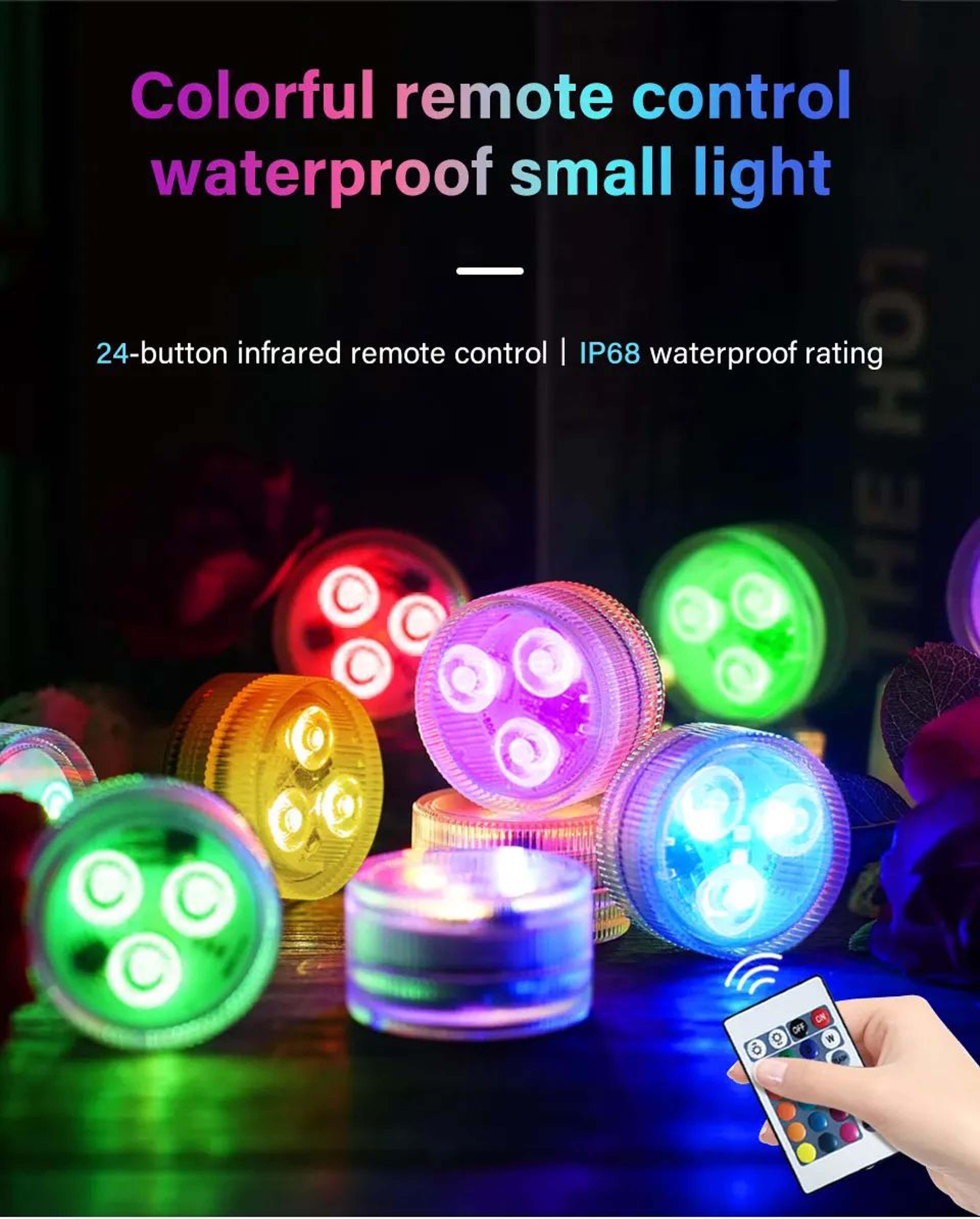 Submersible RGB LED Tea Lights  Battery Powered Underwater Lamps With Remote For Vases Fish Tanks A 5
