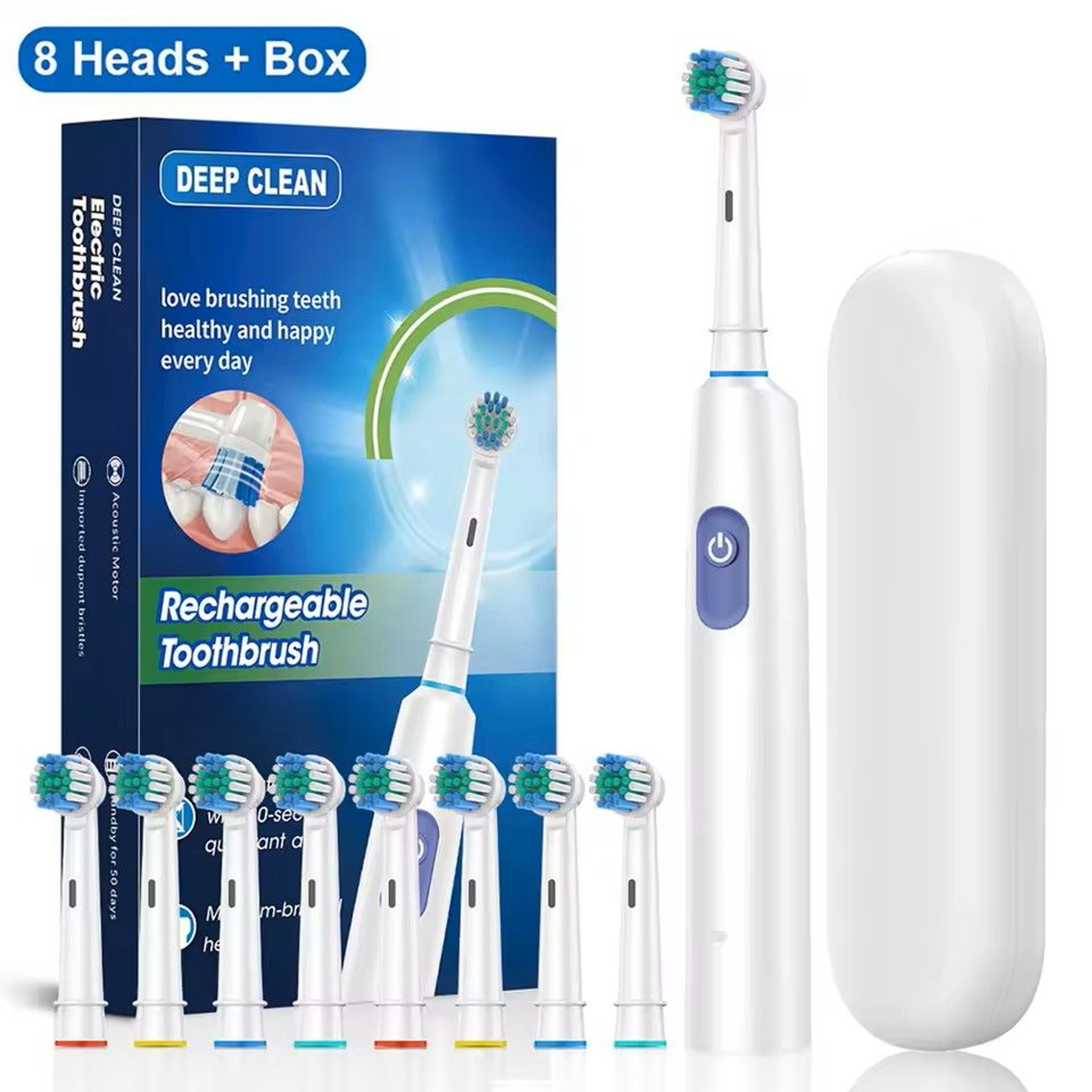 Rotary Rechargeable Electric Toothbrush For Adults  8 Soft Brush Heads Included 0