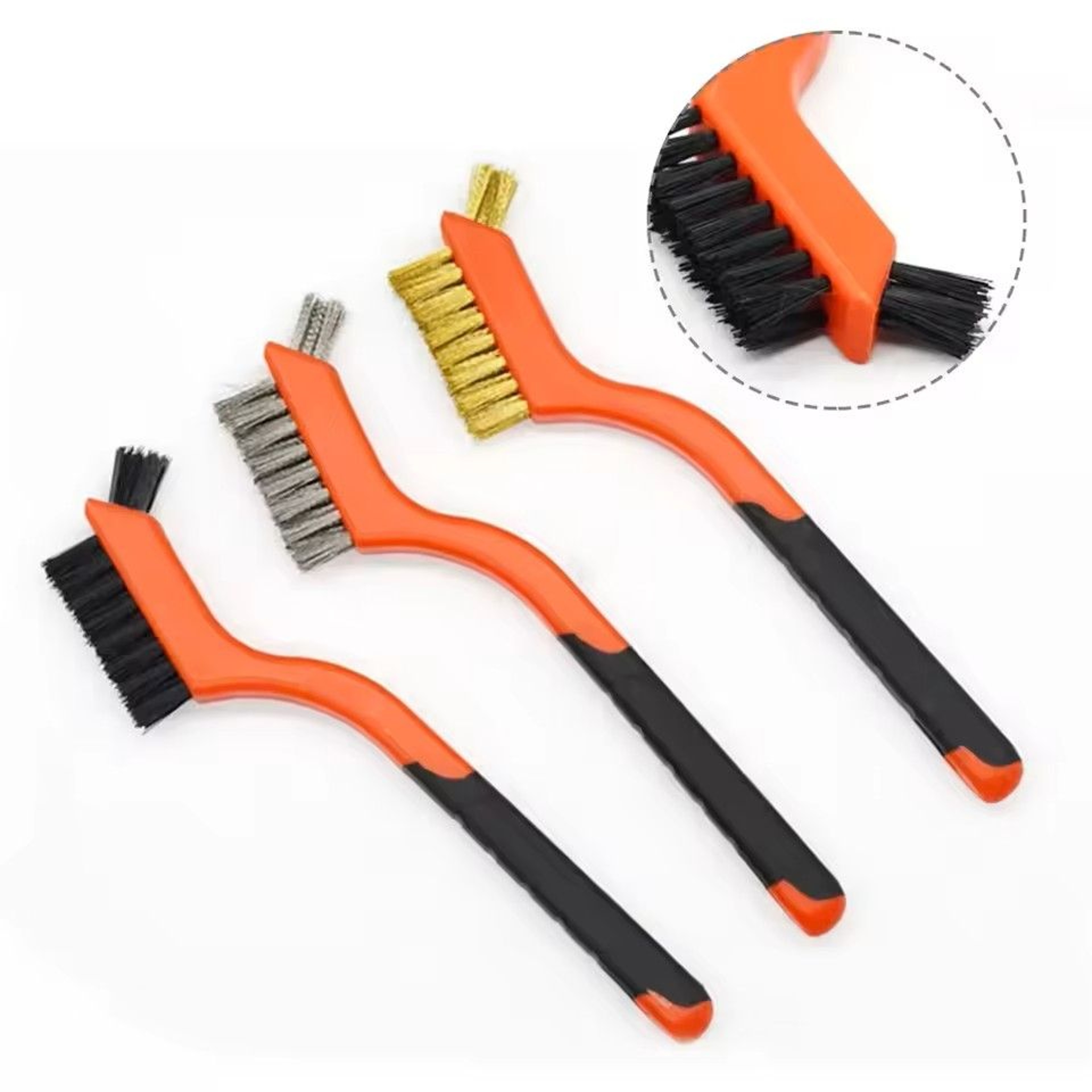 7 Inch Industrial Cleaning Brush Brass Nylon Stainless Steel Wire Hard Bristle Rust Remover Hand To 1