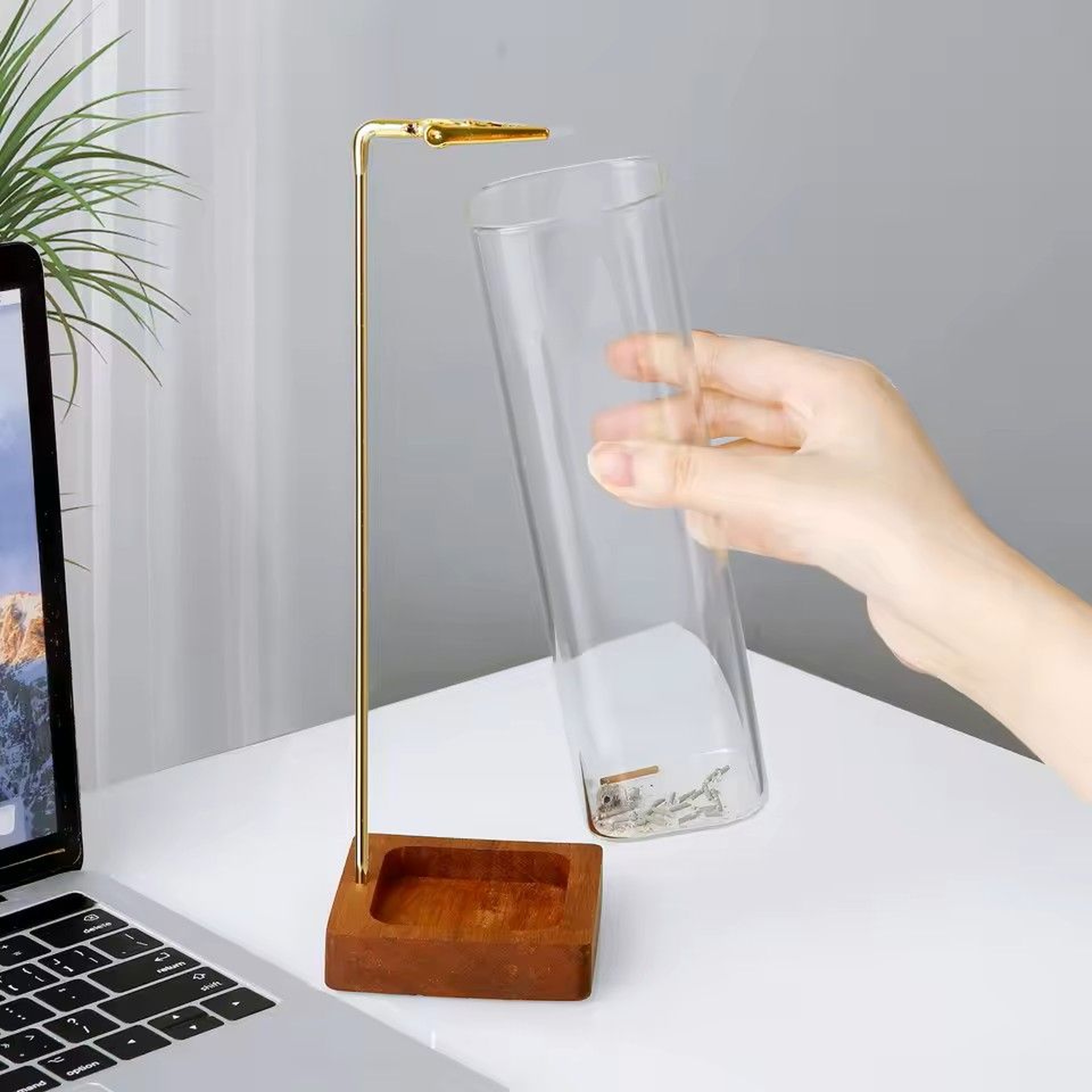 Wooden Incense Holder With Glass Ash Catcher 4