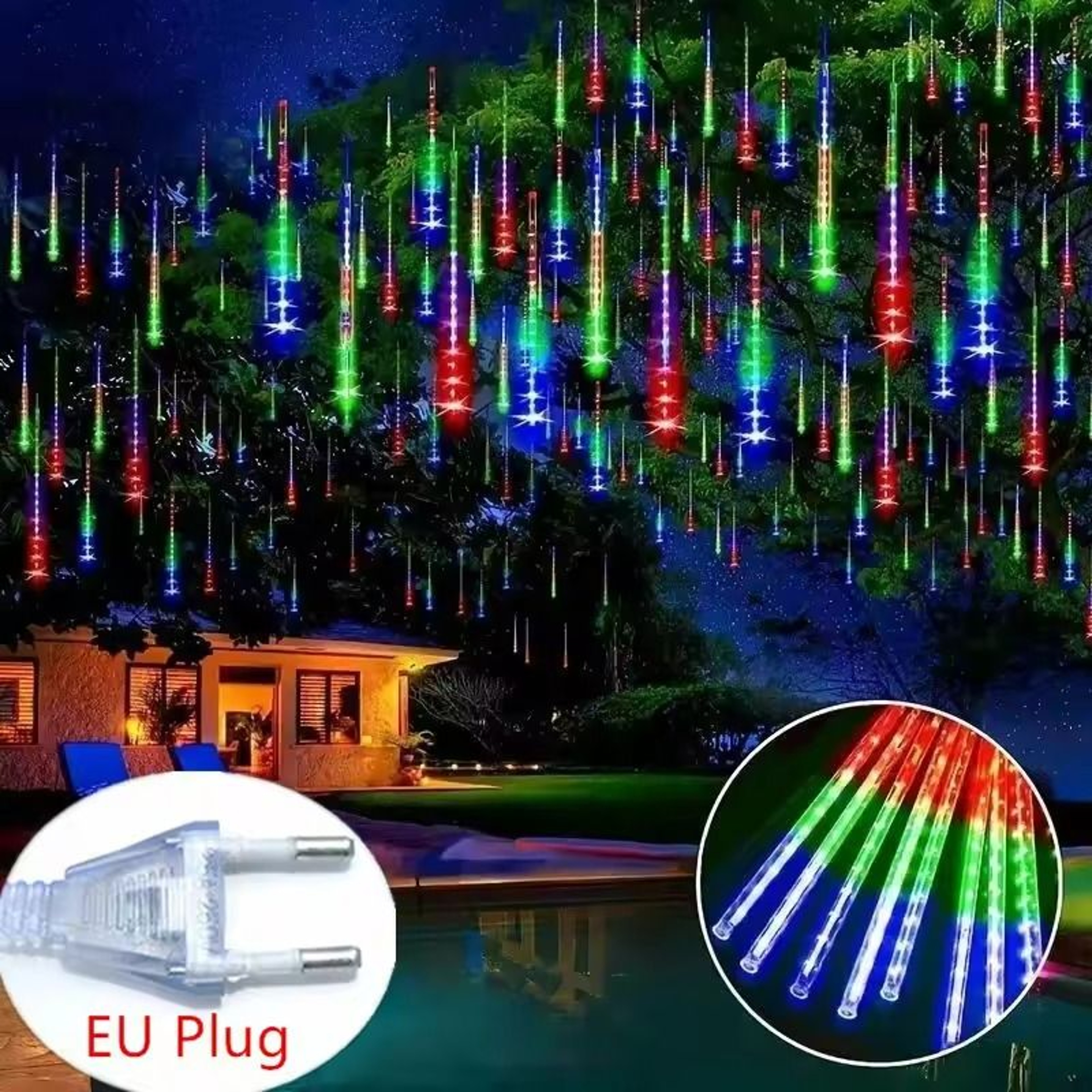 Meteor Rain LED Tube Lights 8Tube Cascading Christmas Light For Outdoor Decor 10