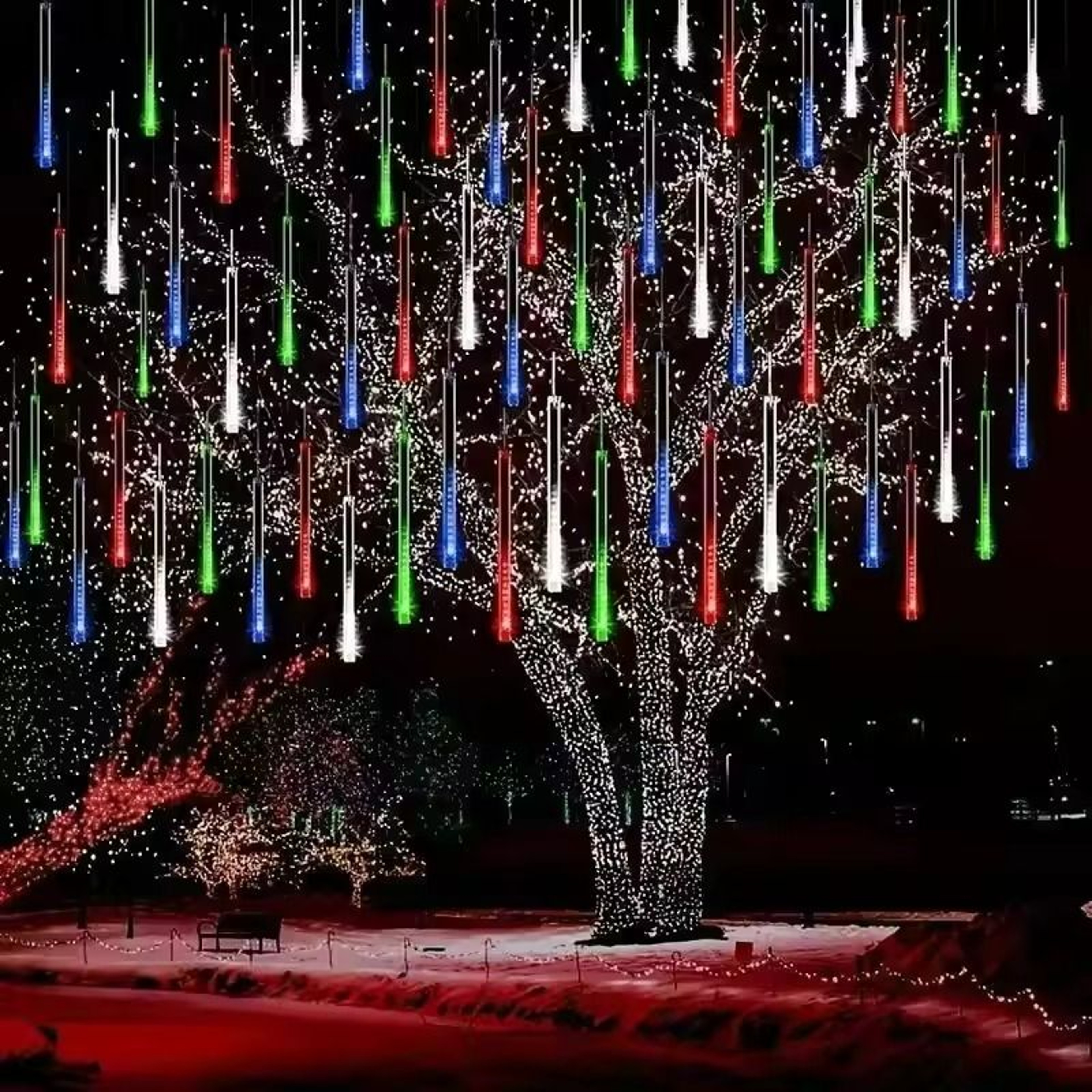 Meteor Rain LED Tube Lights 8Tube Cascading Christmas Light For Outdoor Decor 1