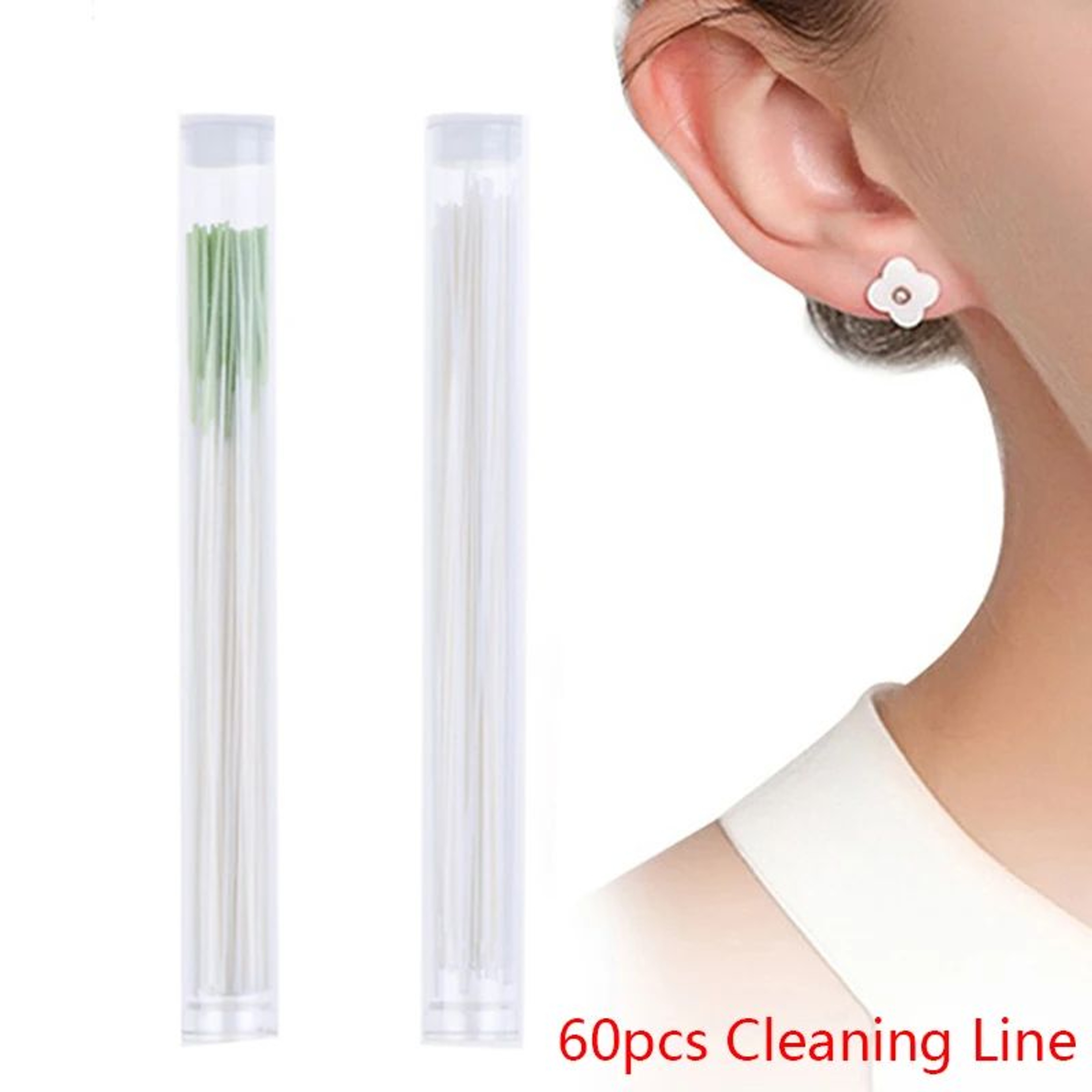 60 Piece Pierced Ear Cleaning Kit Disposable Aftercare Floss And Solution 16