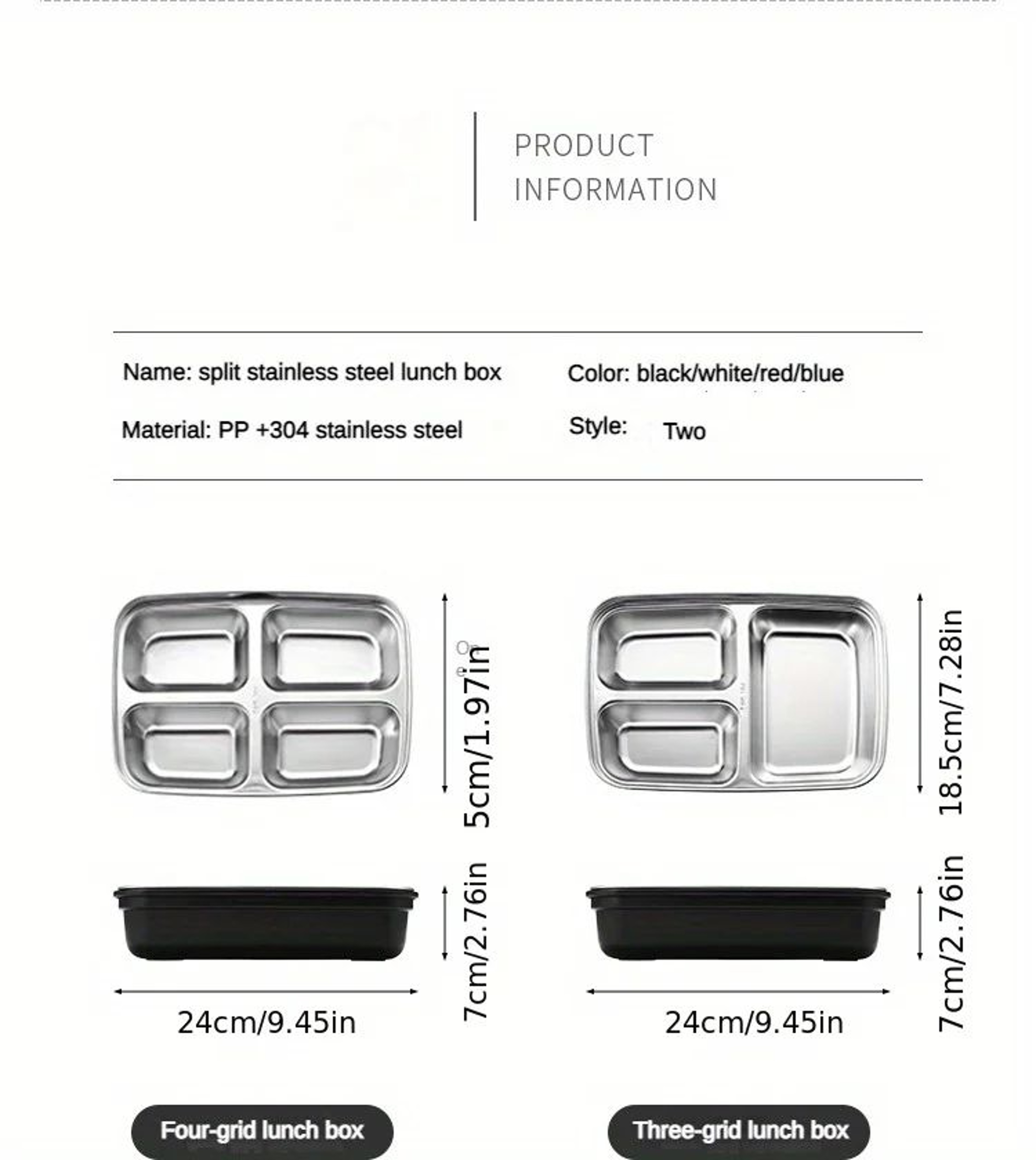 Leak Proof Stainless Steel Lunch Box  Durable 3 Or 4 Compartment Bento Container For Students And O 7